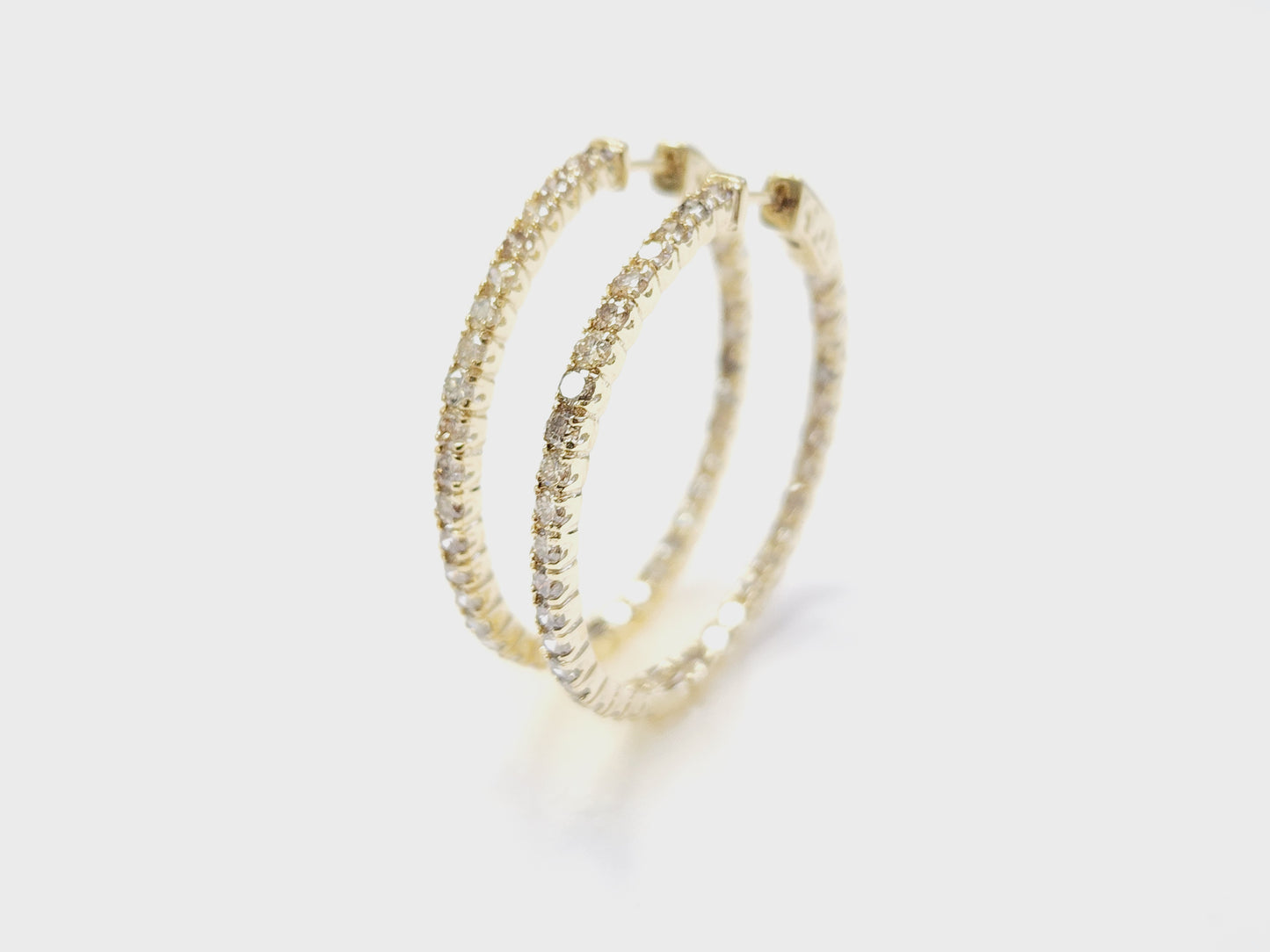 2.48 Carat Diamond Hoops Earrings 14 Karat Yellow Gold