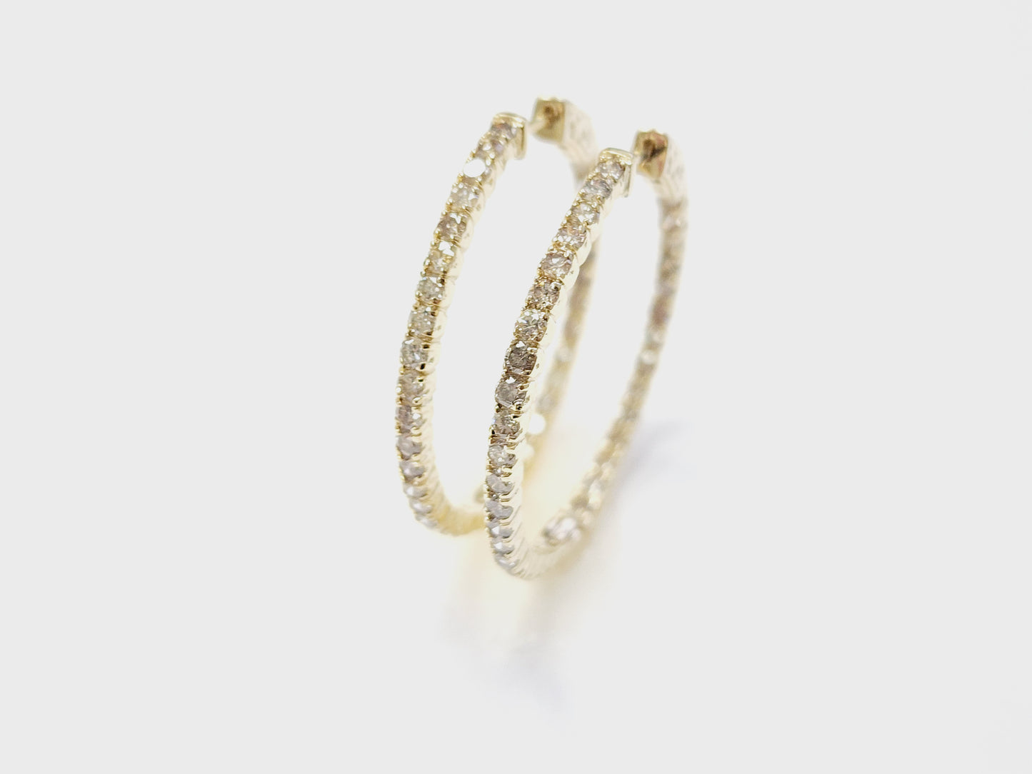 2.48 Carat Diamond Hoops Earrings 14 Karat Yellow Gold