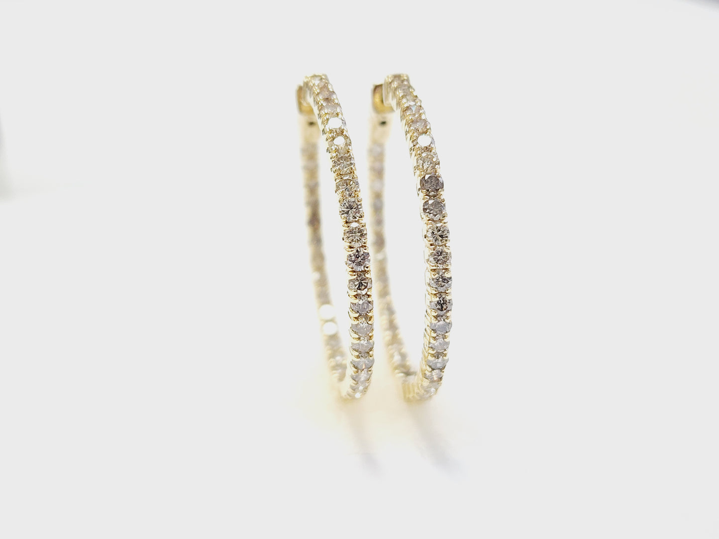 2.48 Carat Diamond Hoops Earrings 14 Karat Yellow Gold