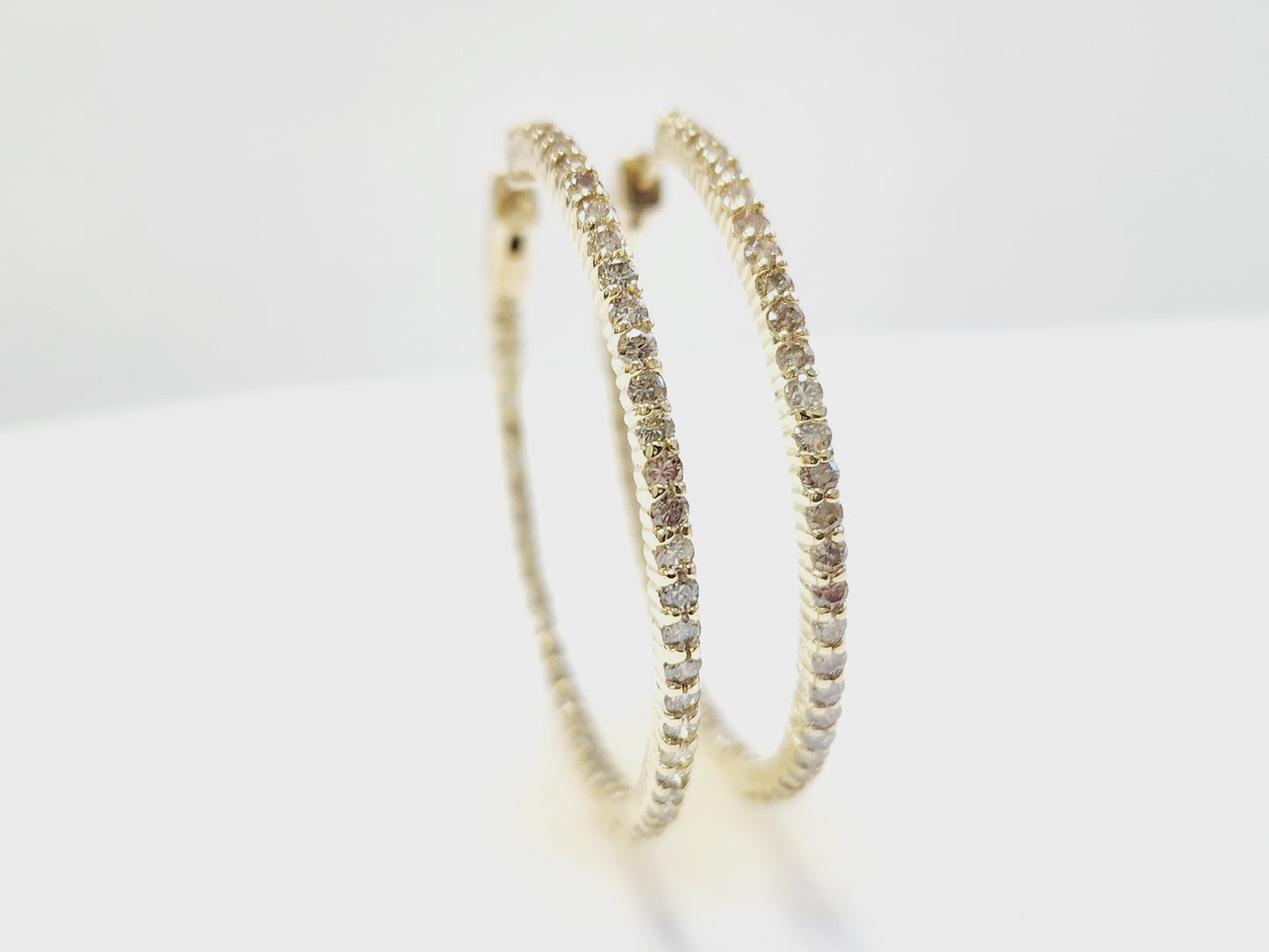 1.97 Carat Diamond Hoops Earrings 14 Karat Yellow Gold