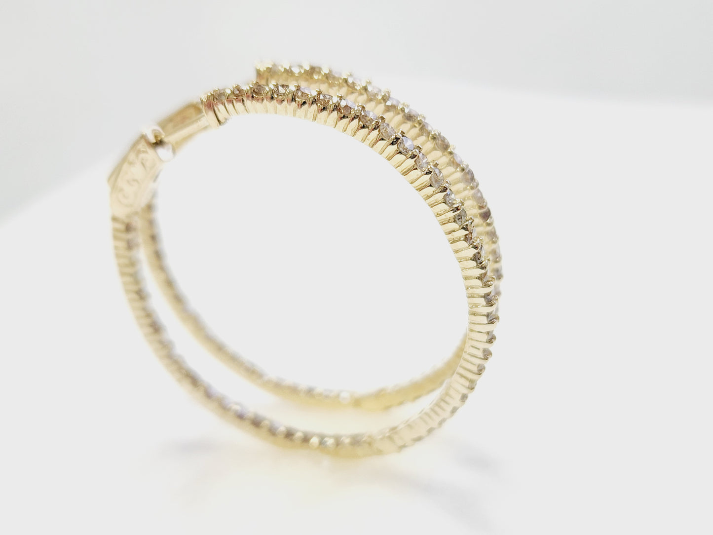 1.97 Carat Diamond Hoops Earrings 14 Karat Yellow Gold