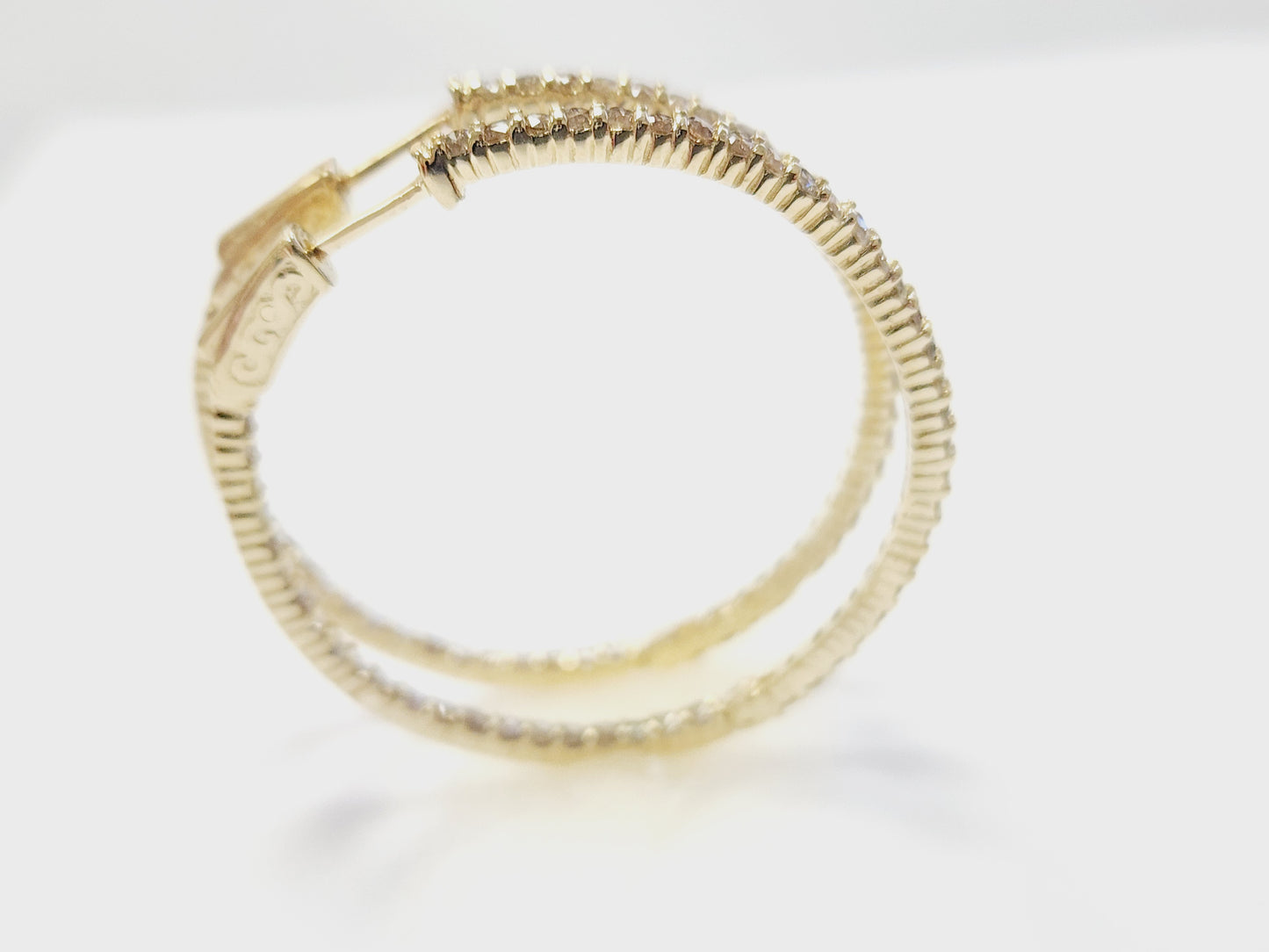 1.97 Carat Diamond Hoops Earrings 14 Karat Yellow Gold