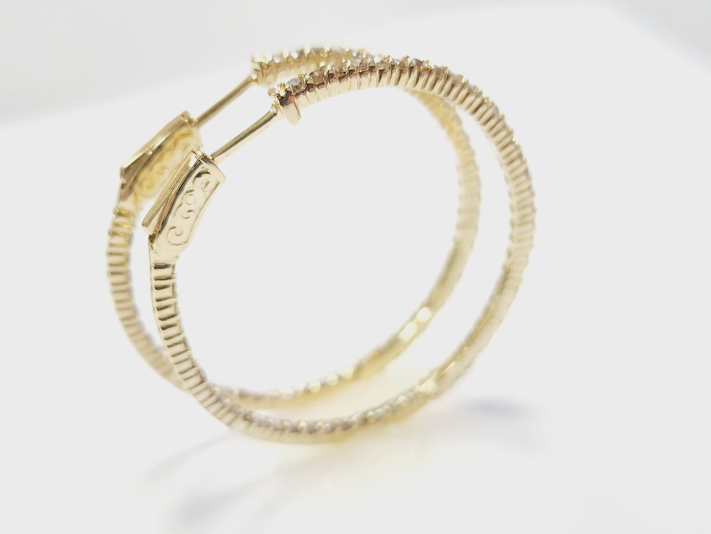 1.97 Carat Diamond Hoops Earrings 14 Karat Yellow Gold
