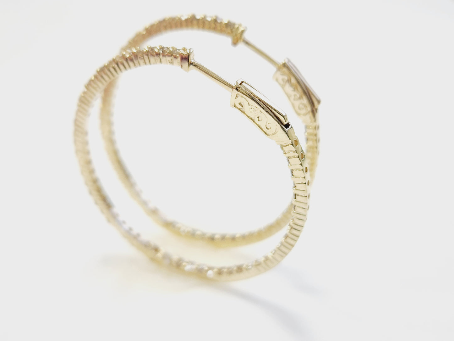 1.97 Carat Diamond Hoops Earrings 14 Karat Yellow Gold
