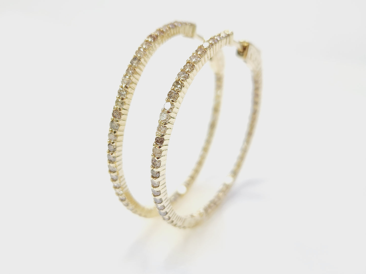 1.97 Carat Diamond Hoops Earrings 14 Karat Yellow Gold