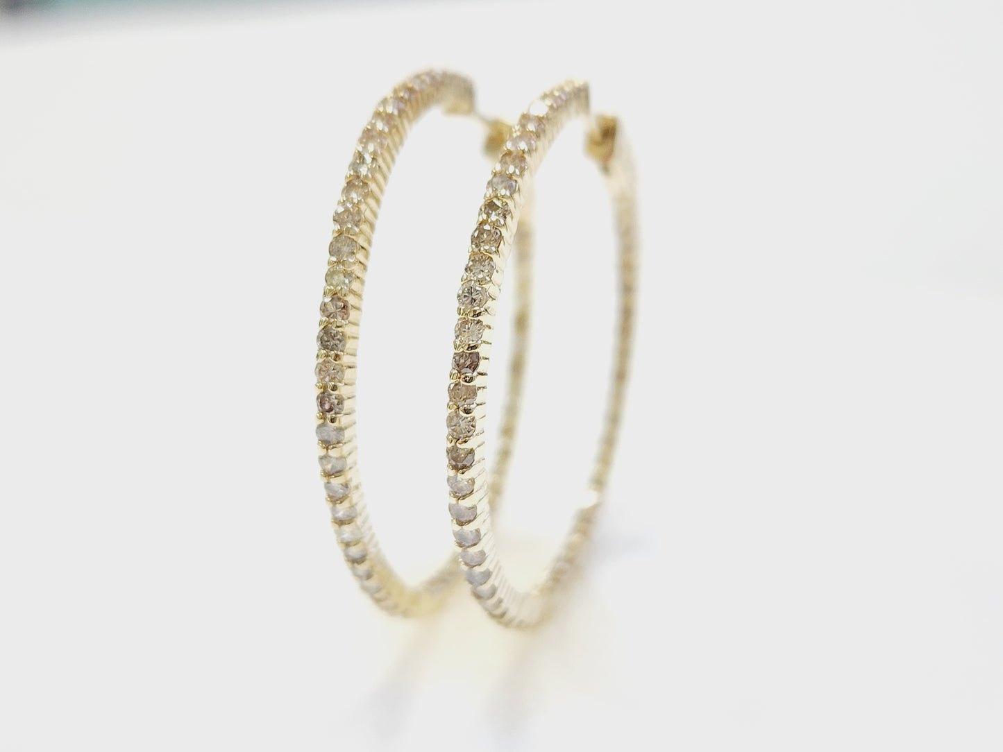 1.97 Carat Diamond Hoops Earrings 14 Karat Yellow Gold