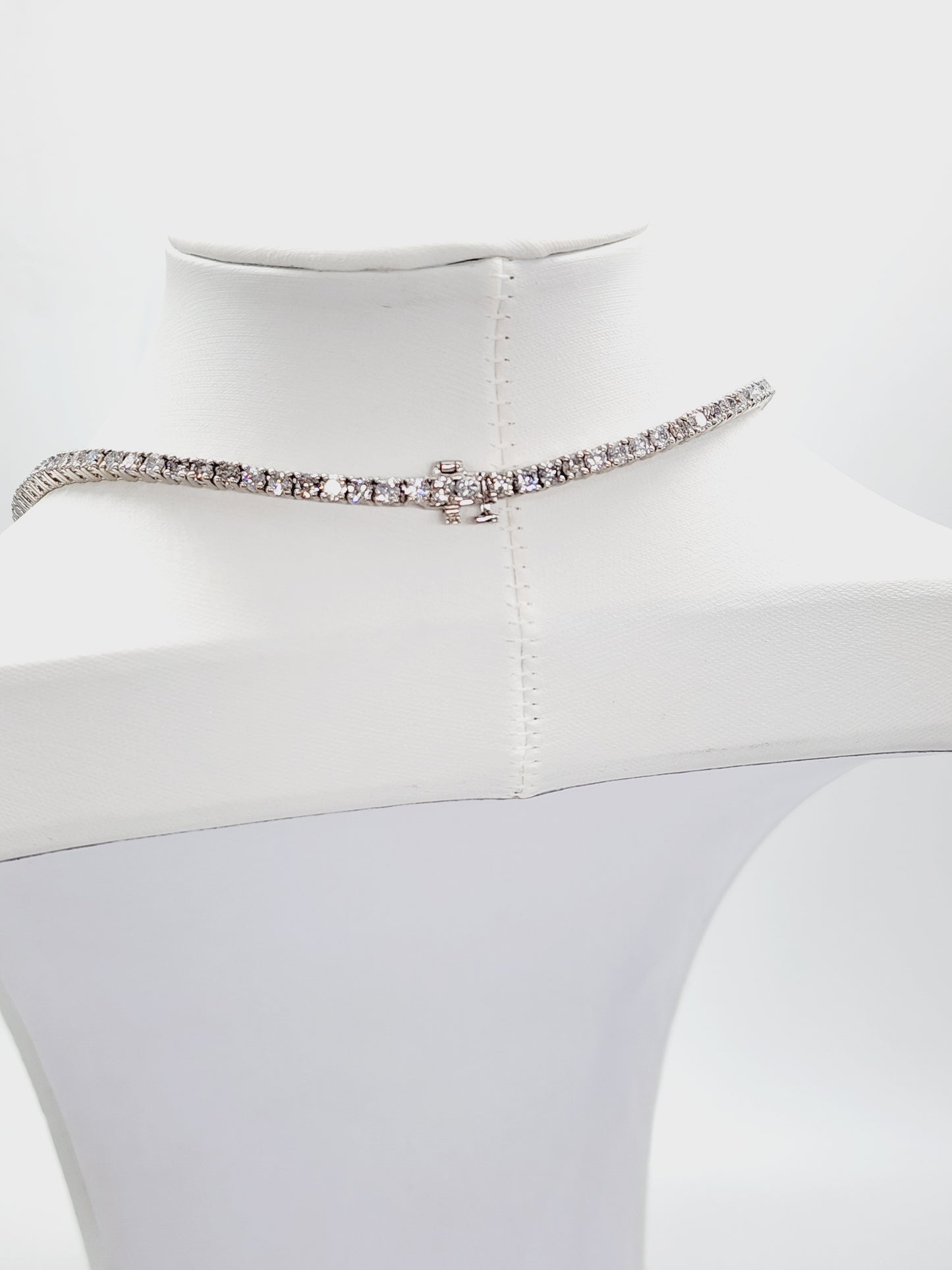 14.45 Carat Round Brilliant Cut Diamond Tennis Necklace 14 Karat White Gold 18''