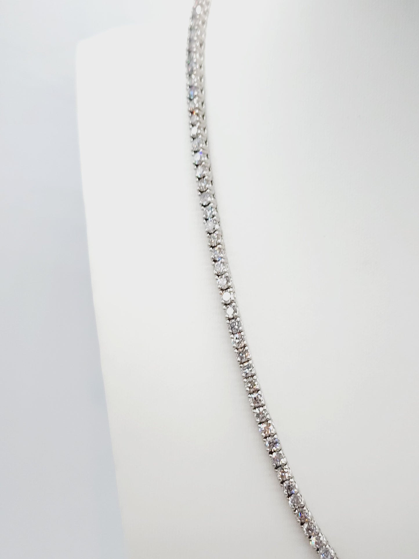 14.45 Carat Round Brilliant Cut Diamond Tennis Necklace 14 Karat White Gold 18''