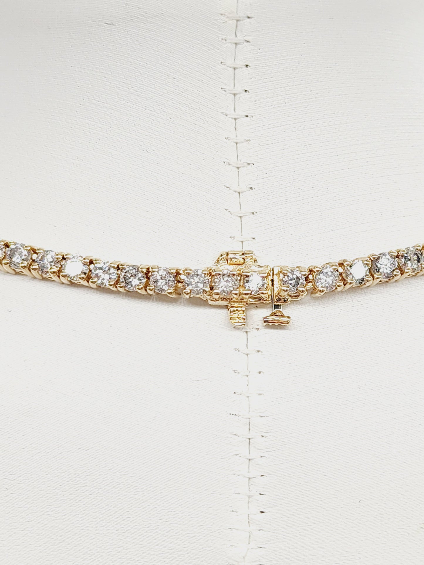 13.90 Carat Natural Diamond Tennis Necklace 14K Yellow Gold 20''