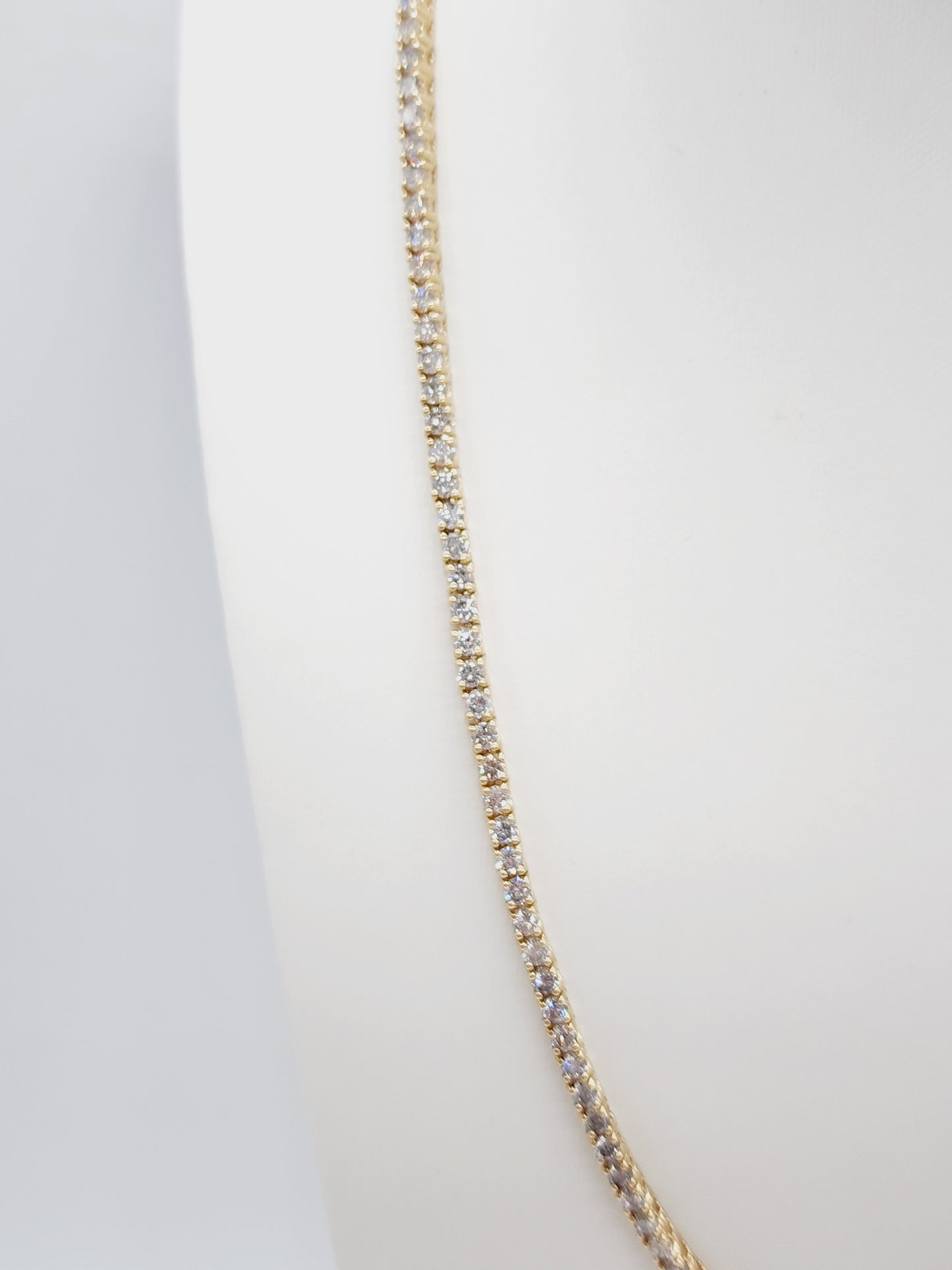 13.90 Carat Natural Diamond Tennis Necklace 14K Yellow Gold 20''
