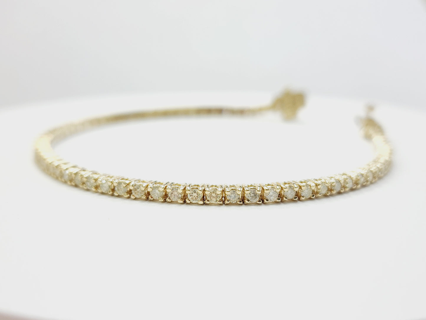 1.90 Carat Natural Diamond Tennis Bracelet 14 Karat Yellow Gold