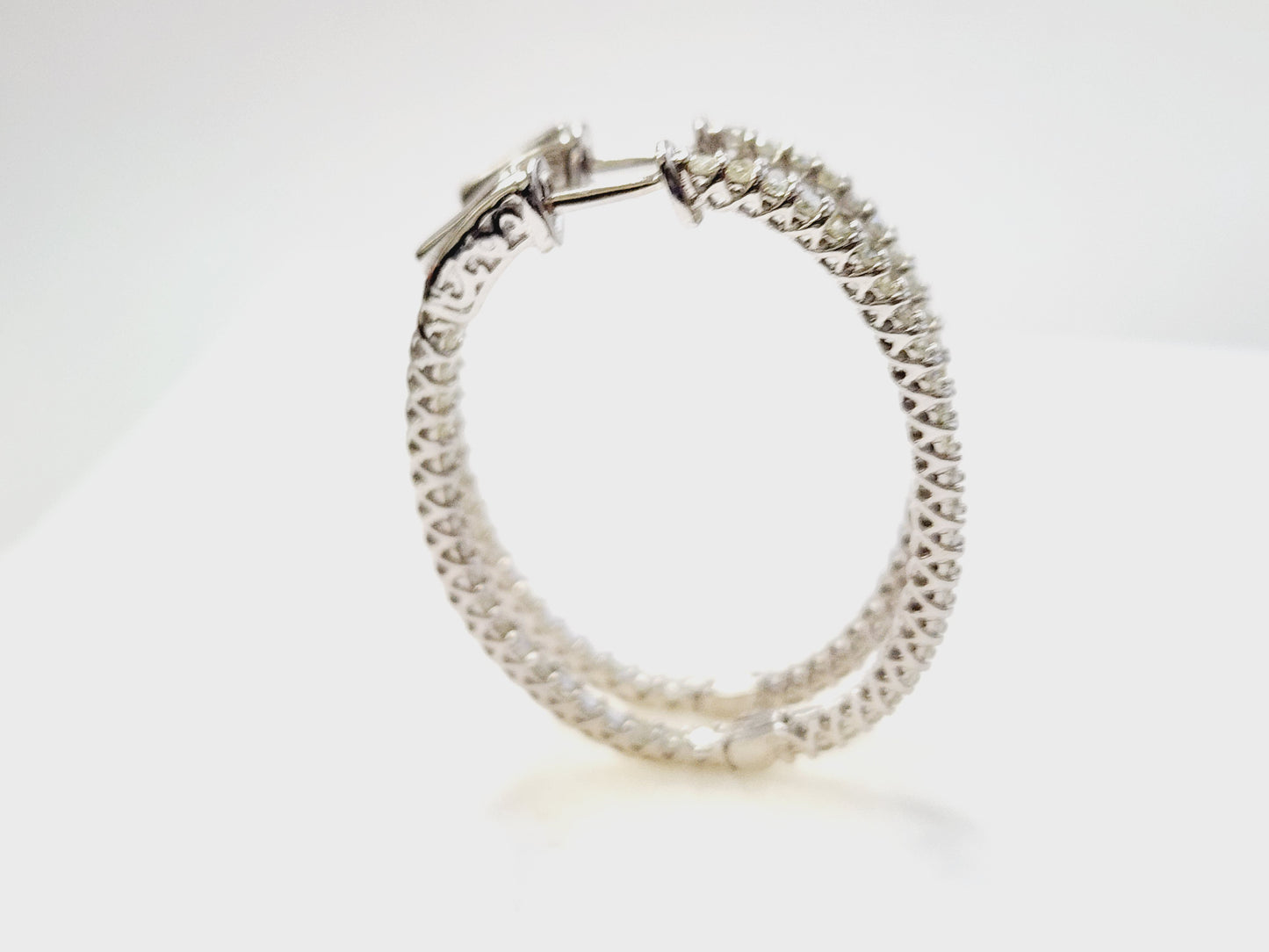 1.71 Carat Diamond Hoops Earrings 14 Karat White Gold