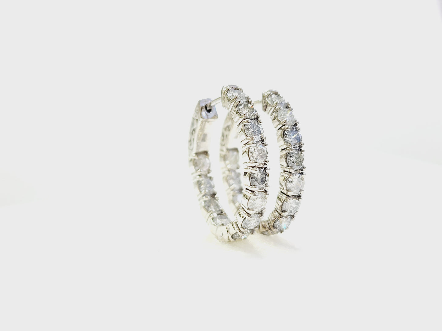 3 Carat Diamond Oval Hoops Earrings 14 Karat White Gold