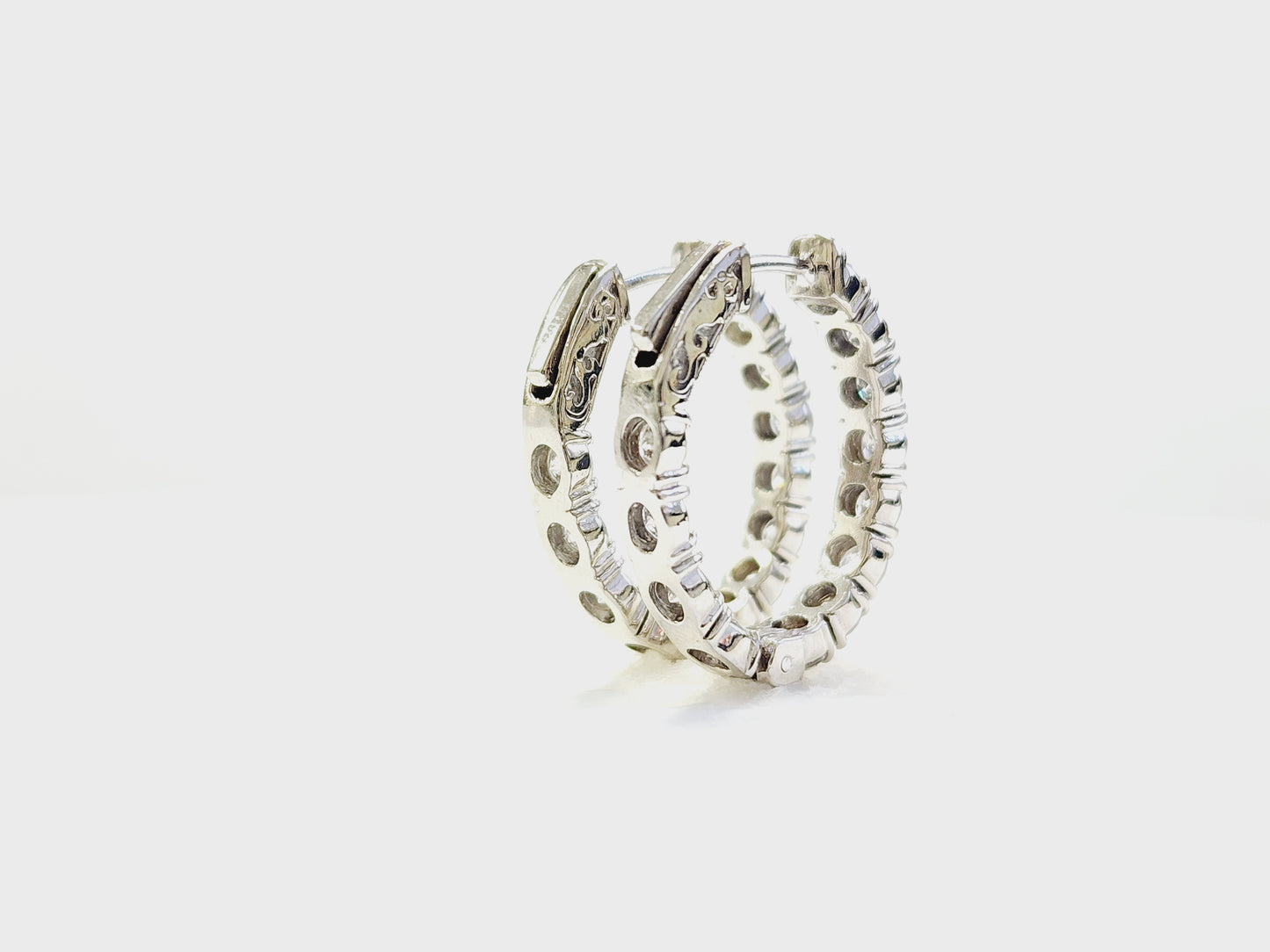 3 Carat Diamond Oval Hoops Earrings 14 Karat White Gold