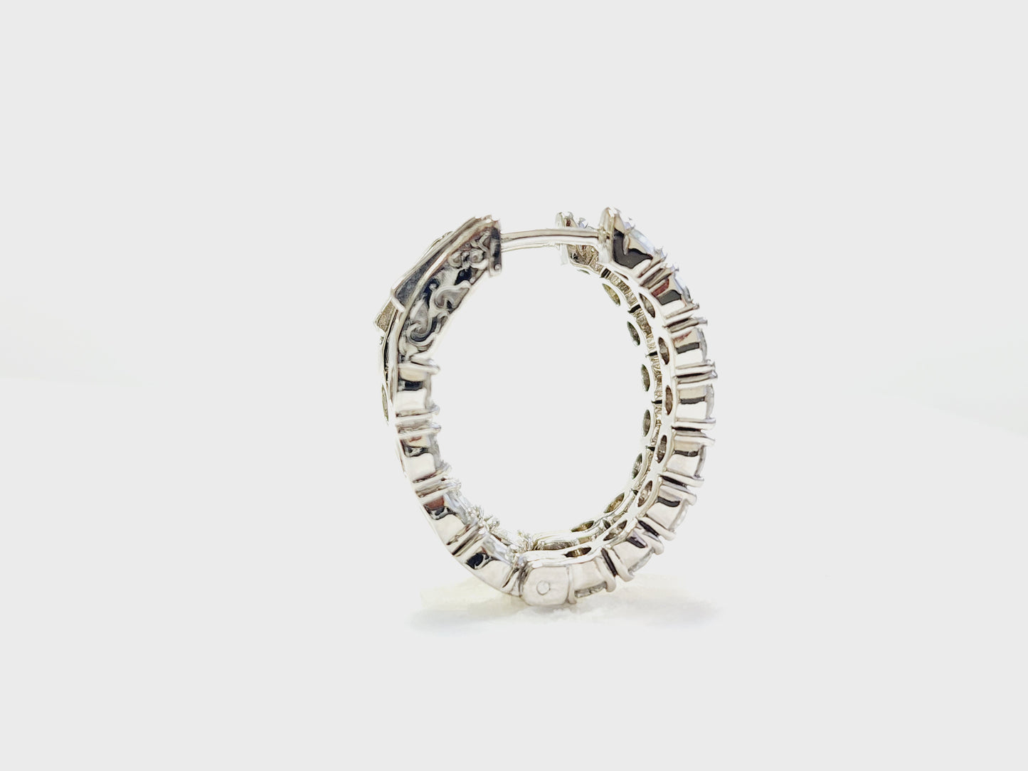 3 Carat Diamond Oval Hoops Earrings 14 Karat White Gold