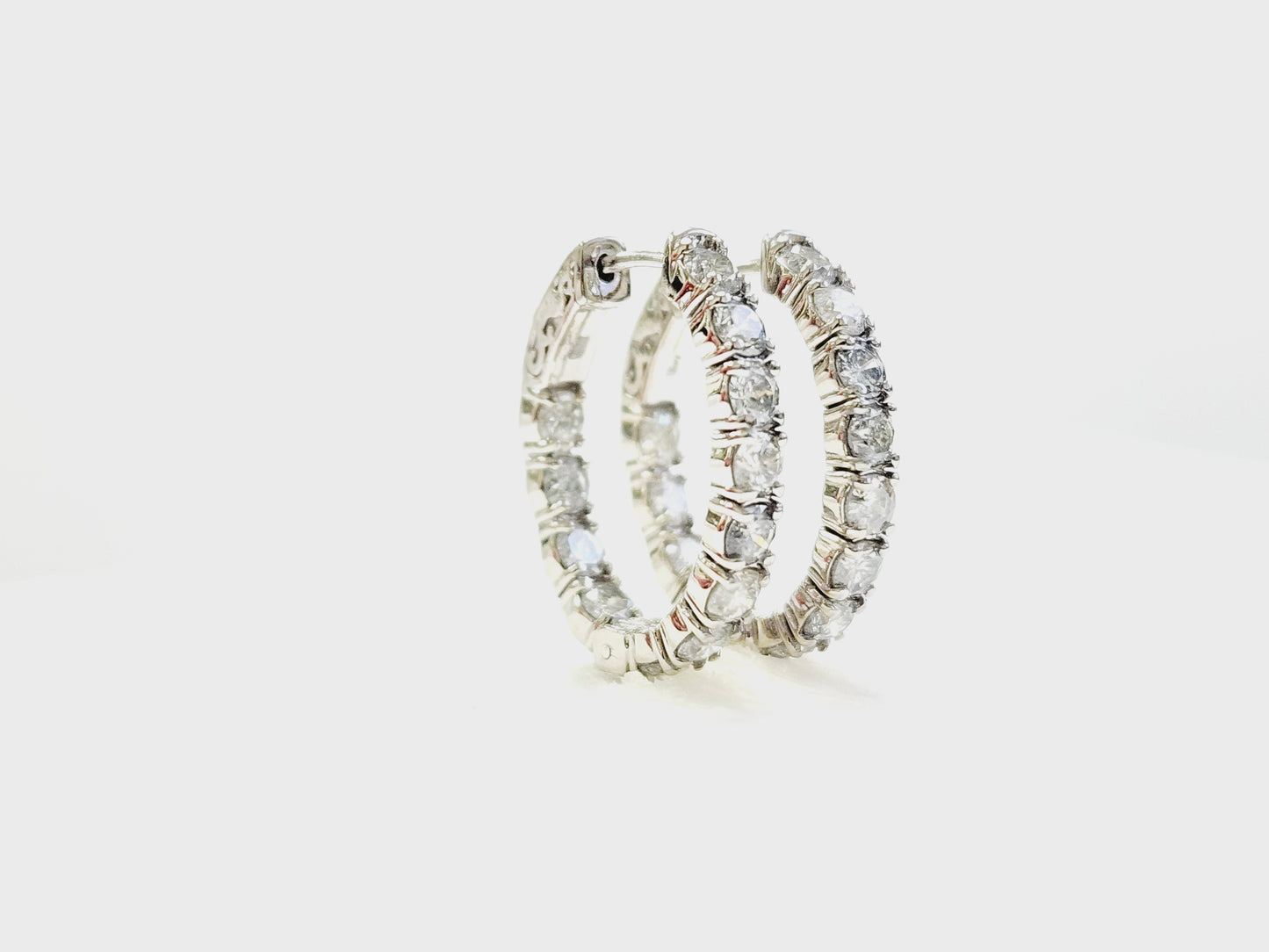 3 Carat Diamond Oval Hoops Earrings 14 Karat White Gold