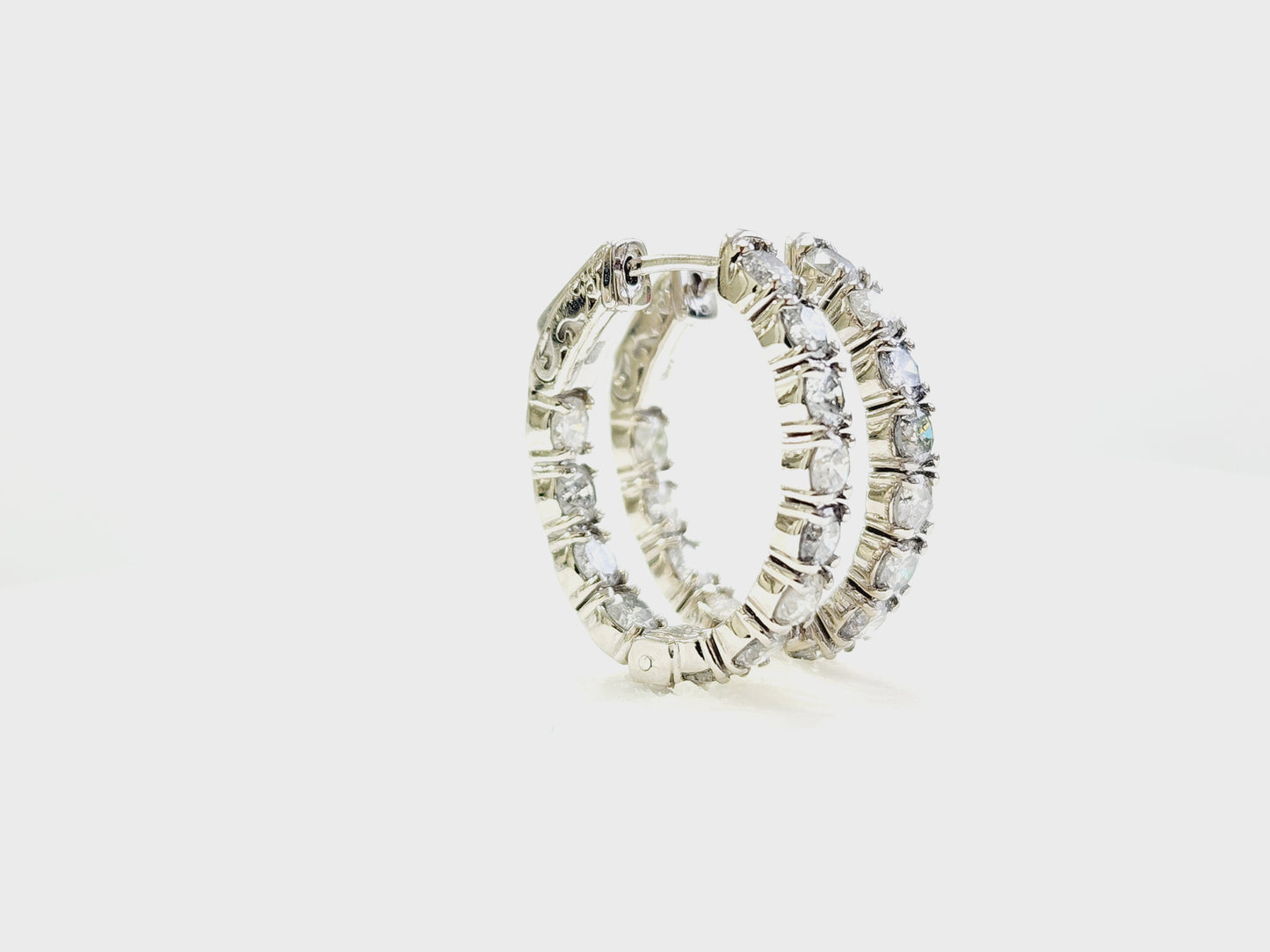 3 Carat Diamond Oval Hoops Earrings 14 Karat White Gold