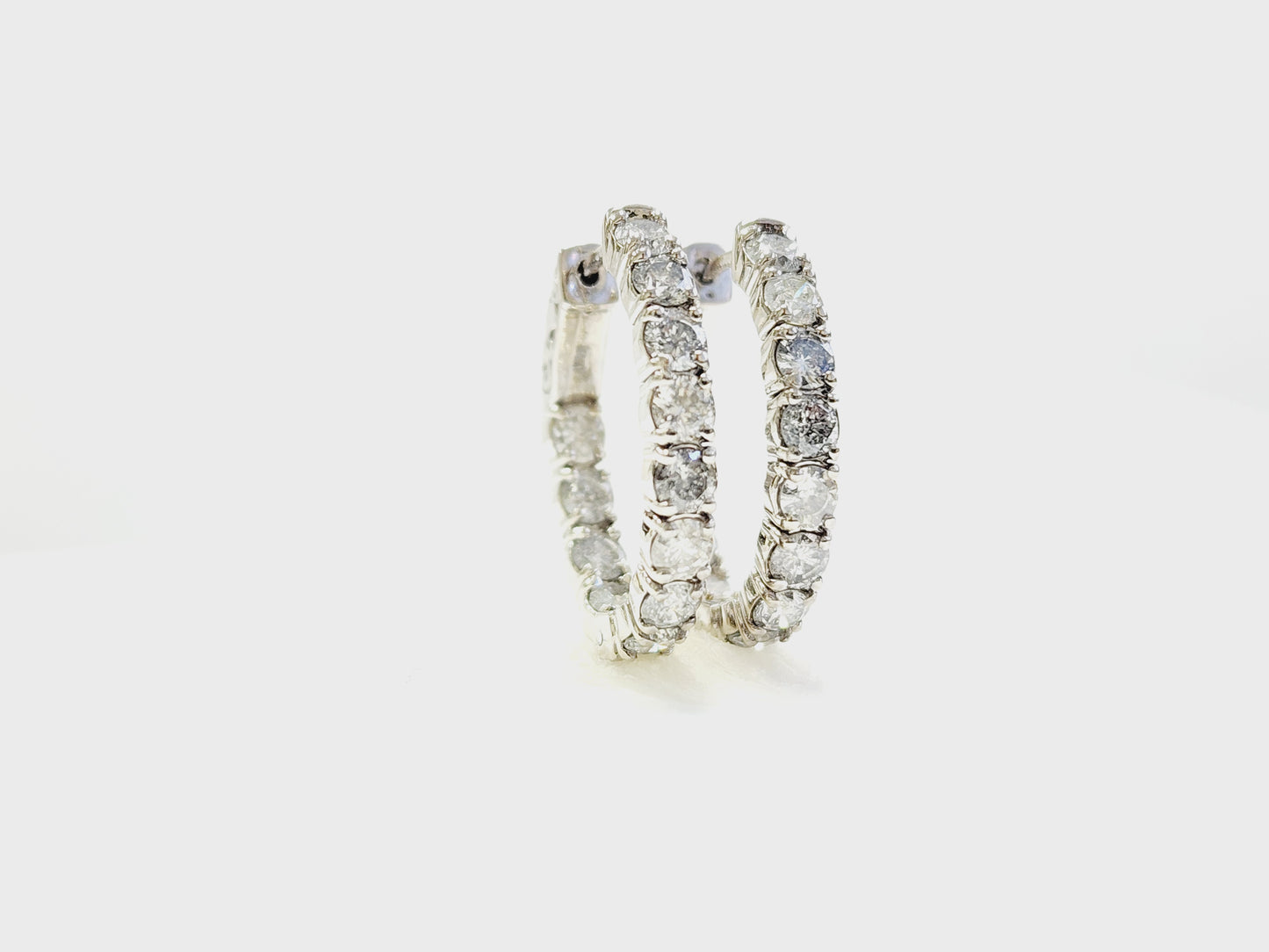 3 Carat Diamond Oval Hoops Earrings 14 Karat White Gold