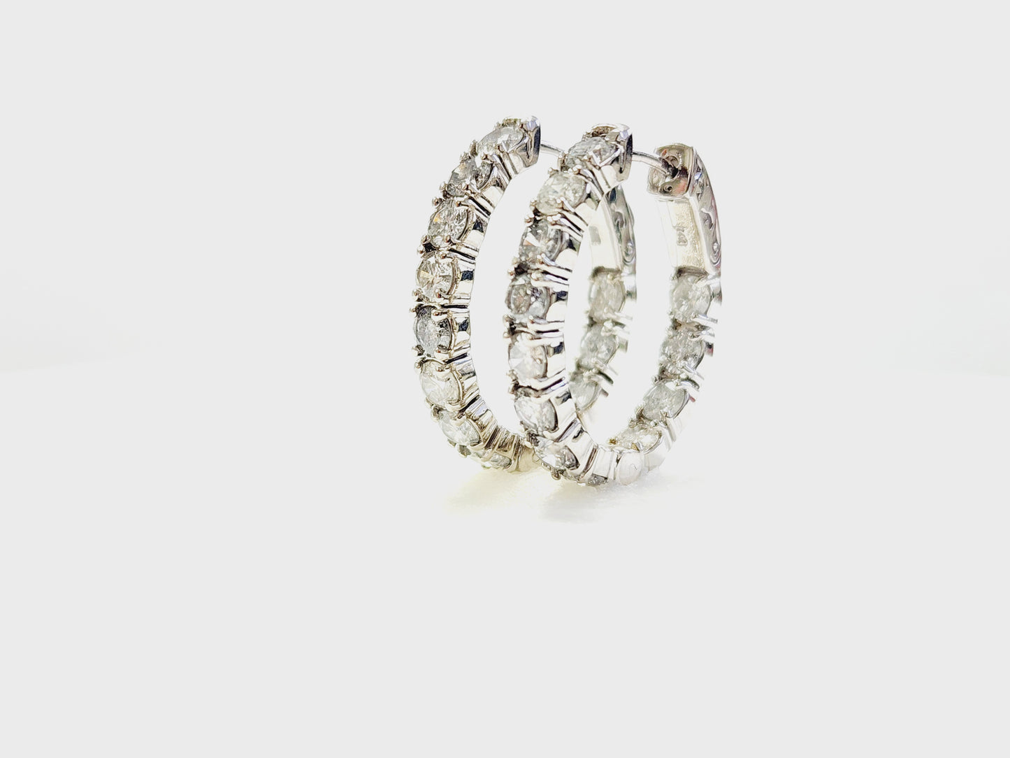 3 Carat Diamond Oval Hoops Earrings 14 Karat White Gold