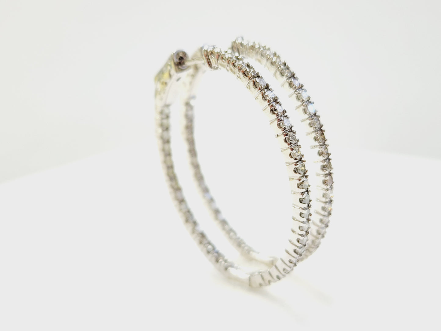 1.73 Carat Diamond Oval Hoops Earrings 14 Karat White Gold