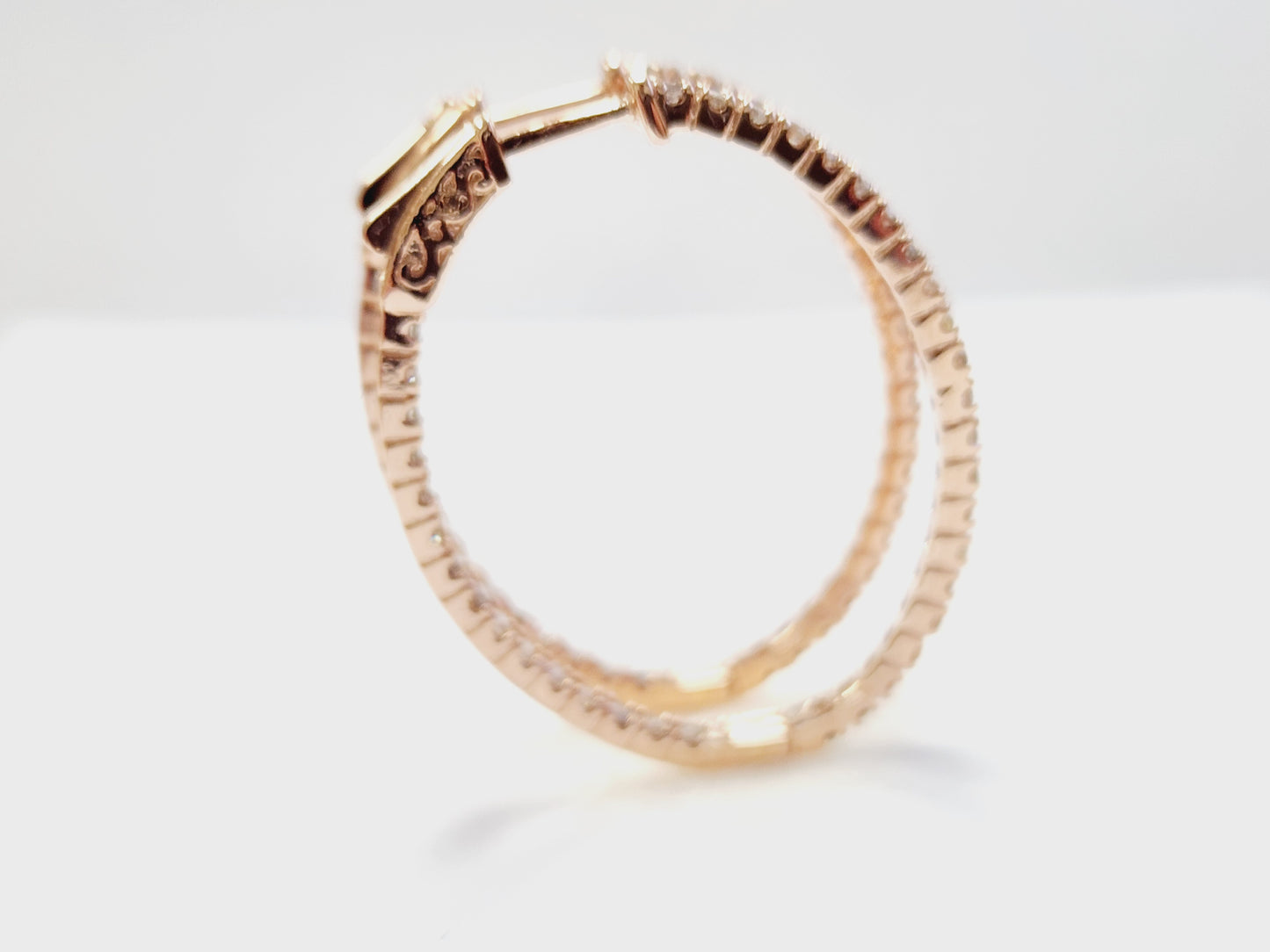 1.73 Carat Diamond Oval Hoops Earrings 14 Karat Rose Gold