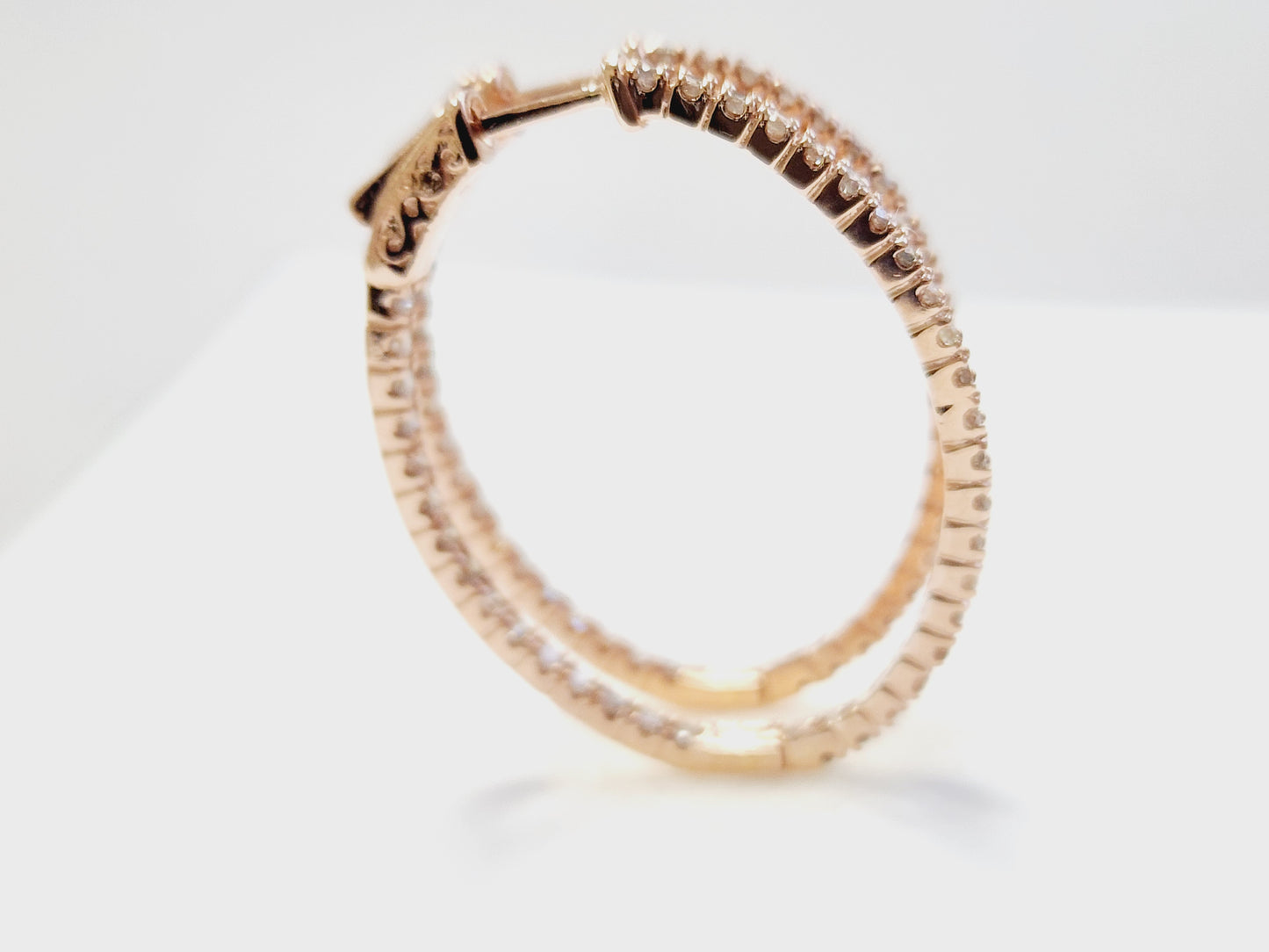1.73 Carat Diamond Oval Hoops Earrings 14 Karat Rose Gold