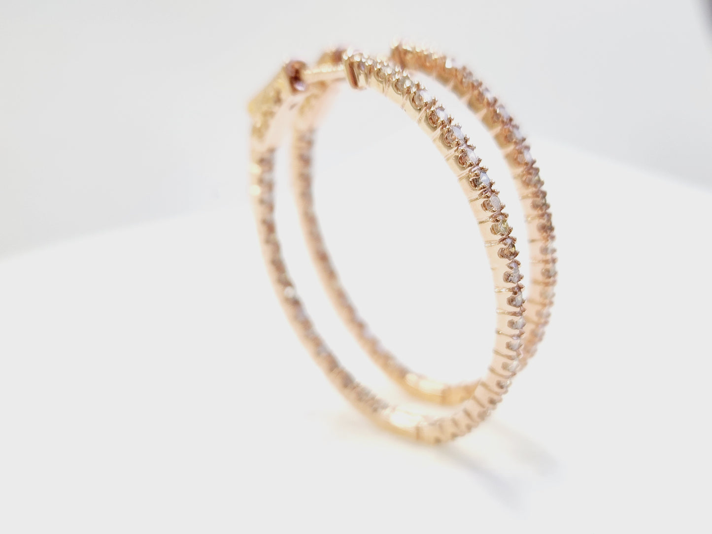 1.73 Carat Diamond Oval Hoops Earrings 14 Karat Rose Gold