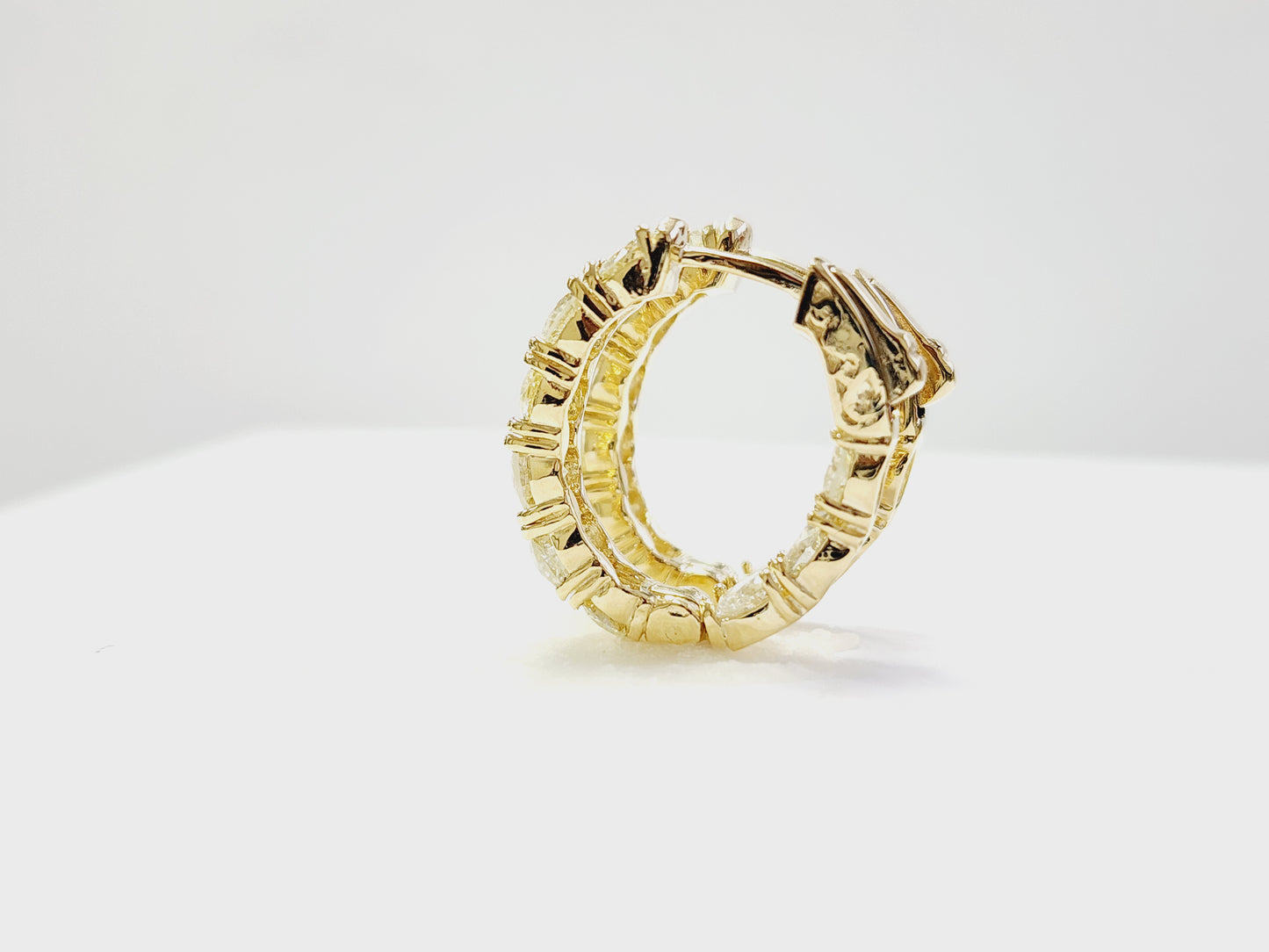 4.62 Carat Diamond Hoops Earrings 14 Karat Yellow Gold