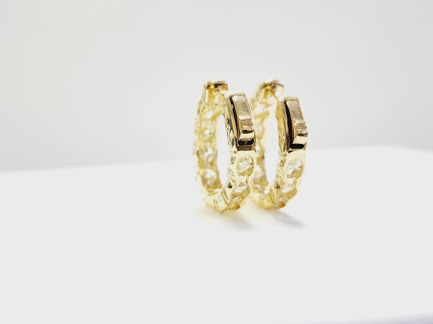4.62 Carat Diamond Hoops Earrings 14 Karat Yellow Gold