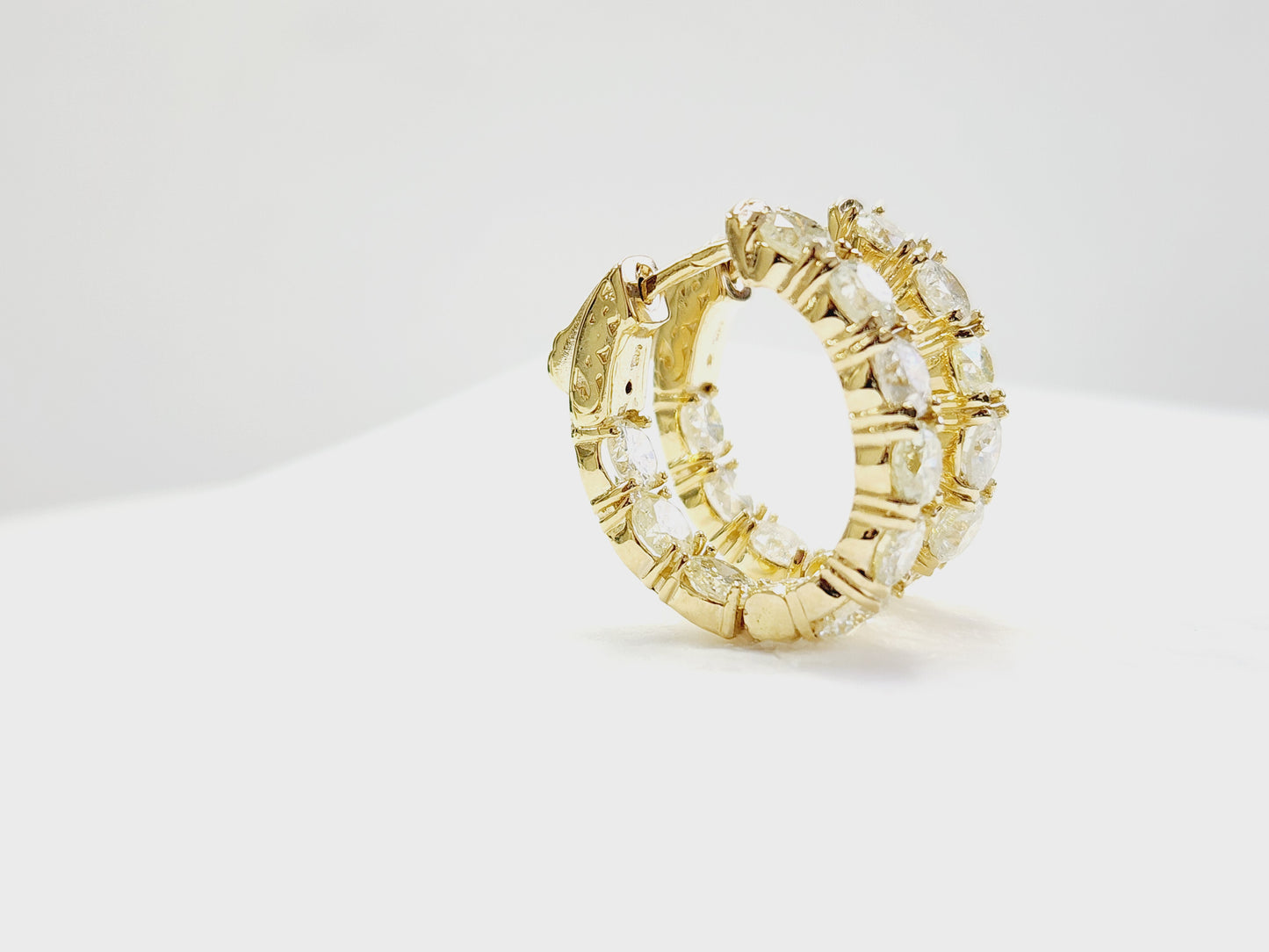 4.62 Carat Diamond Hoops Earrings 14 Karat Yellow Gold