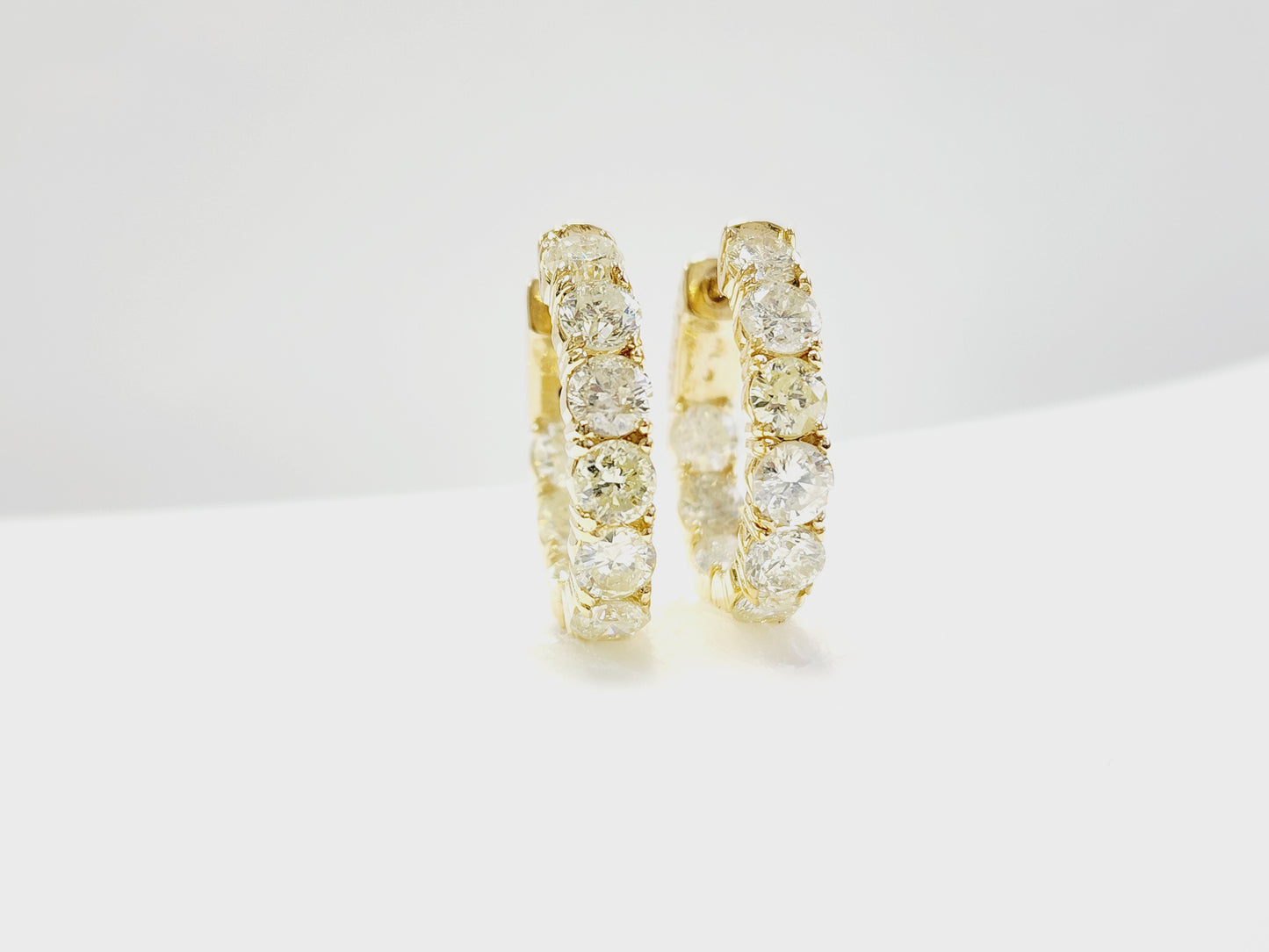 4.62 Carat Diamond Hoops Earrings 14 Karat Yellow Gold