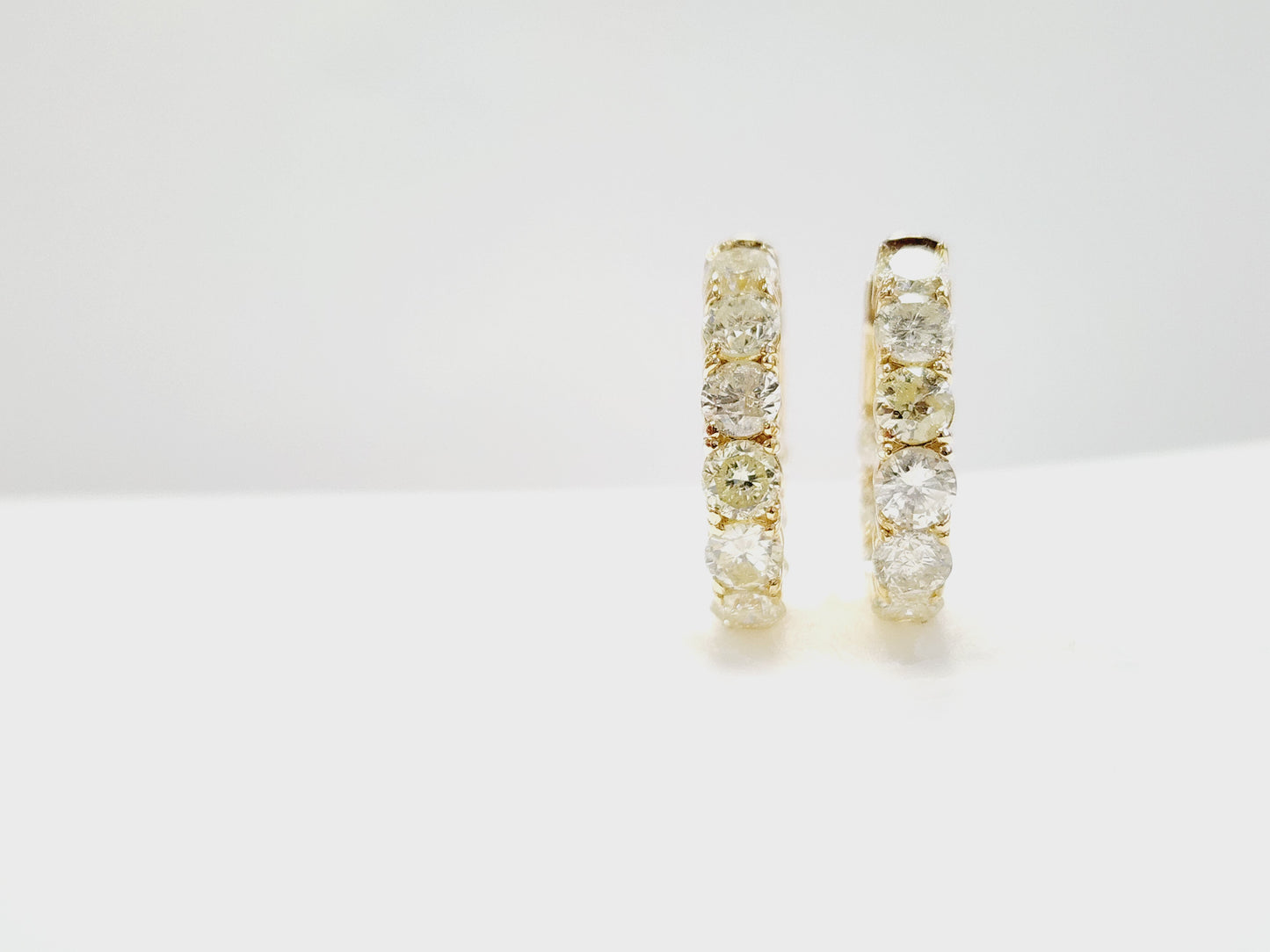 4.62 Carat Diamond Hoops Earrings 14 Karat Yellow Gold