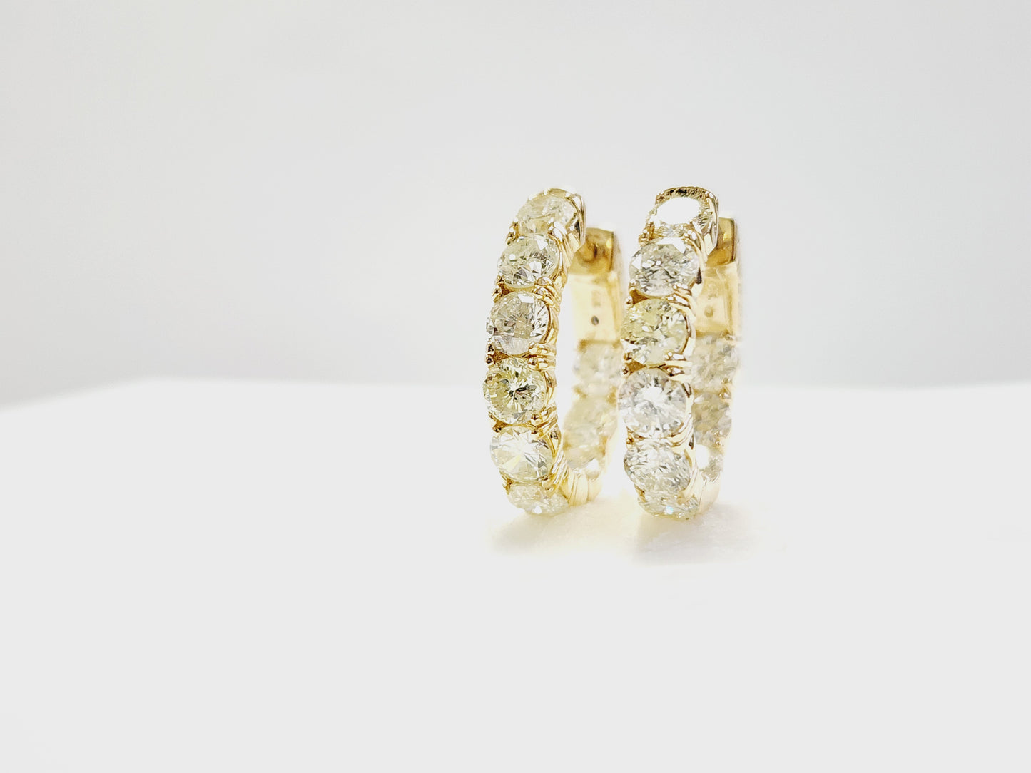 4.62 Carat Diamond Hoops Earrings 14 Karat Yellow Gold