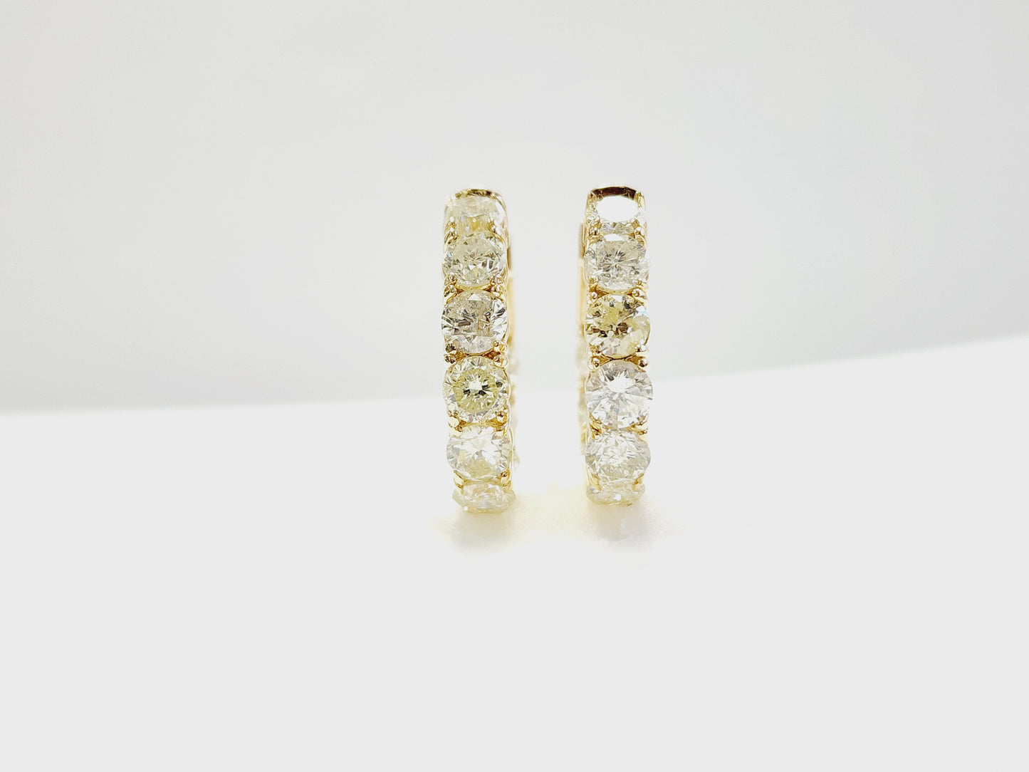 4.62 Carat Diamond Hoops Earrings 14 Karat Yellow Gold