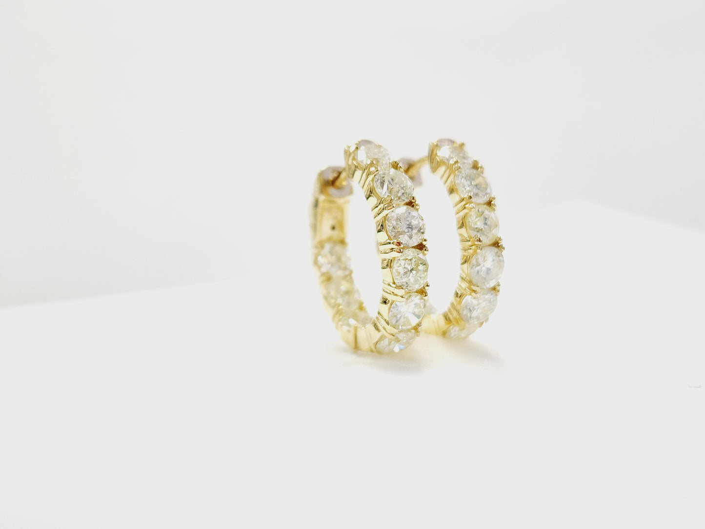 4.62 Carat Diamond Hoops Earrings 14 Karat Yellow Gold
