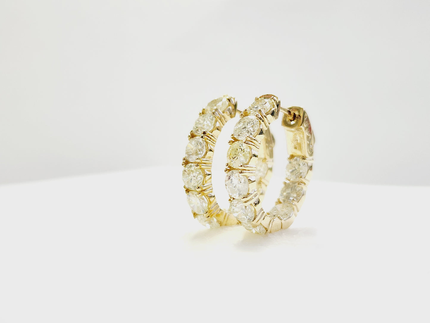 4.62 Carat Diamond Hoops Earrings 14 Karat Yellow Gold