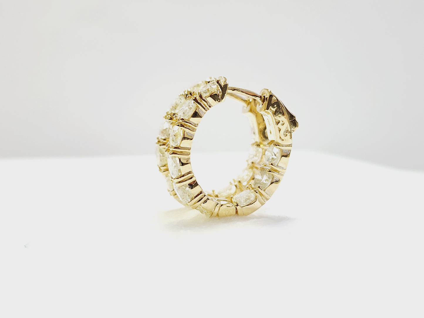 4.62 Carat Diamond Hoops Earrings 14 Karat Yellow Gold