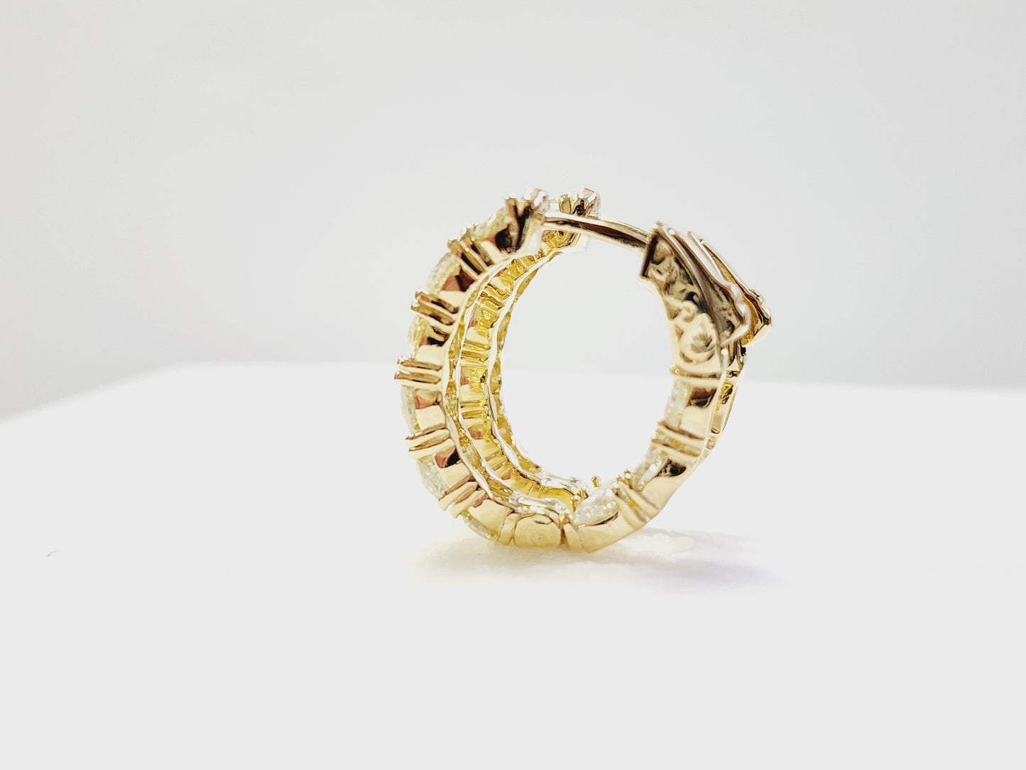 4.62 Carat Diamond Hoops Earrings 14 Karat Yellow Gold