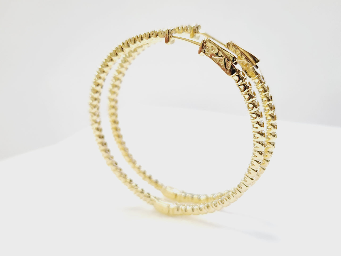 2.08 Carat Natural Diamond Hoops Earrings 14 Karat Yellow Gold