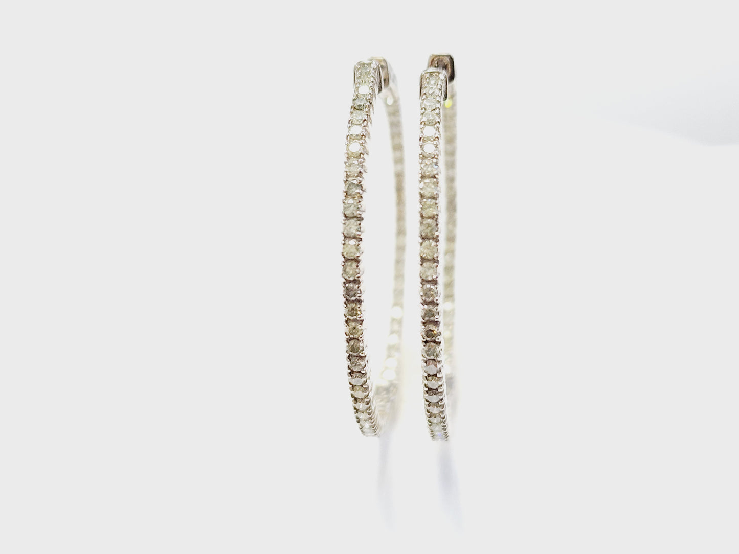 2.08 Carat Diamond Hoops Earrings 14 Karat White Gold