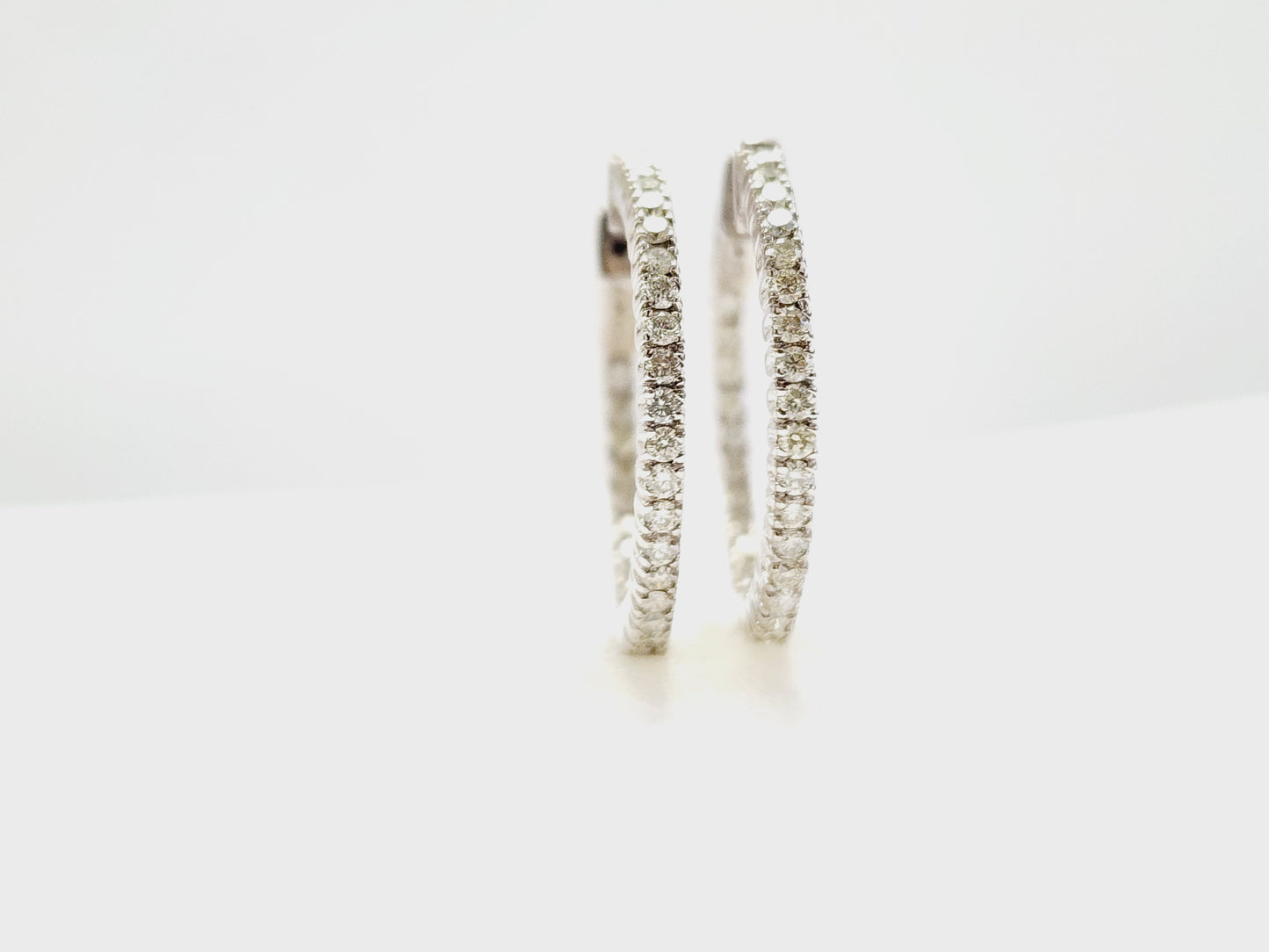 0.95 Carat Diamond Hoops Earrings 14 Karat White Gold
