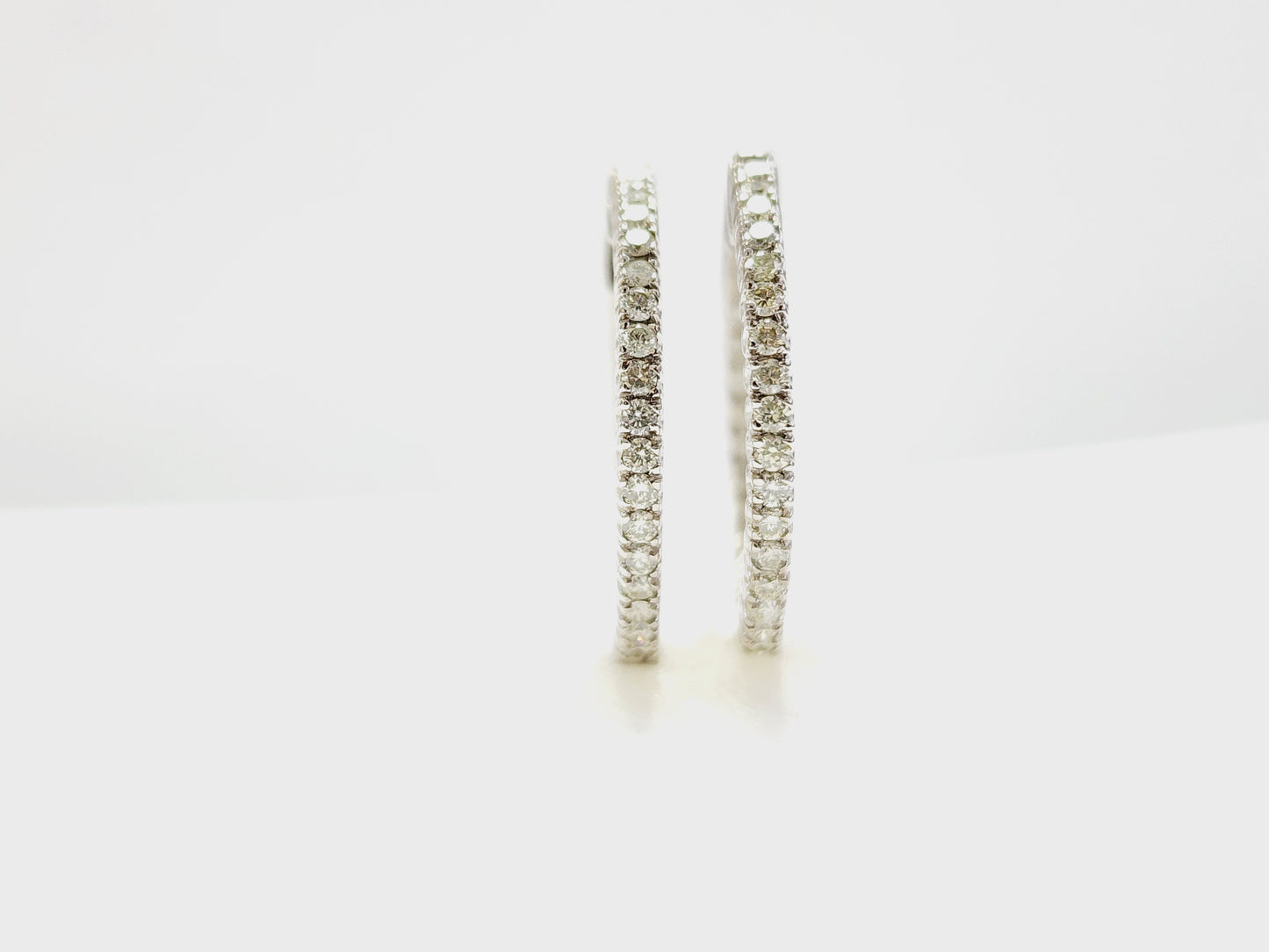 0.95 Carat Diamond Hoops Earrings 14 Karat White Gold