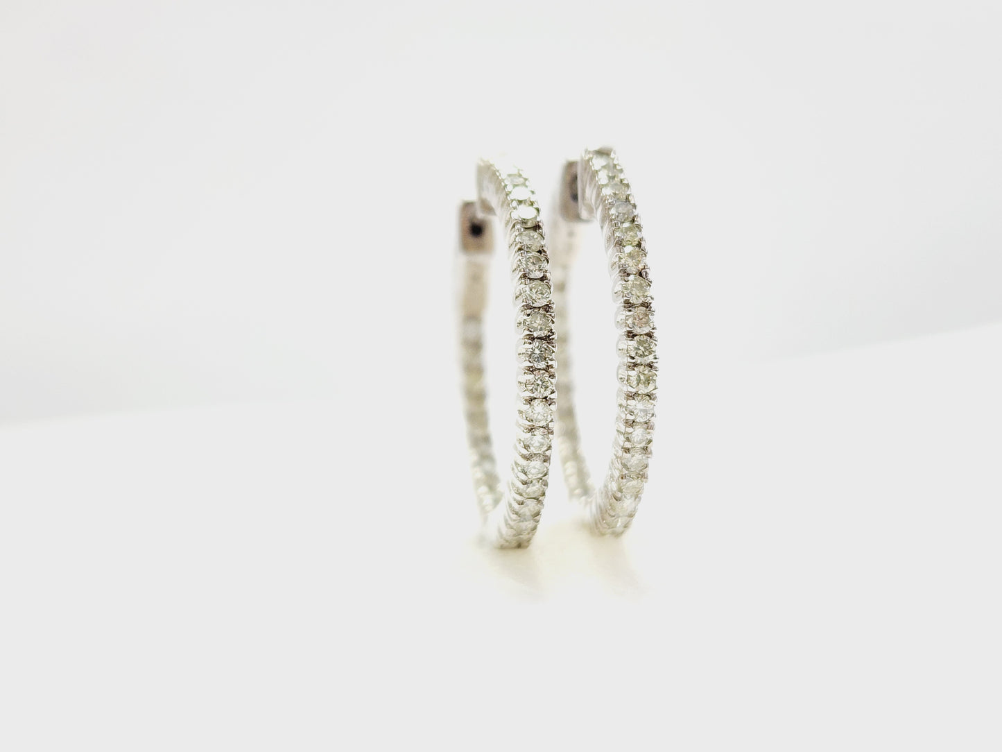 0.95 Carat Diamond Hoops Earrings 14 Karat White Gold