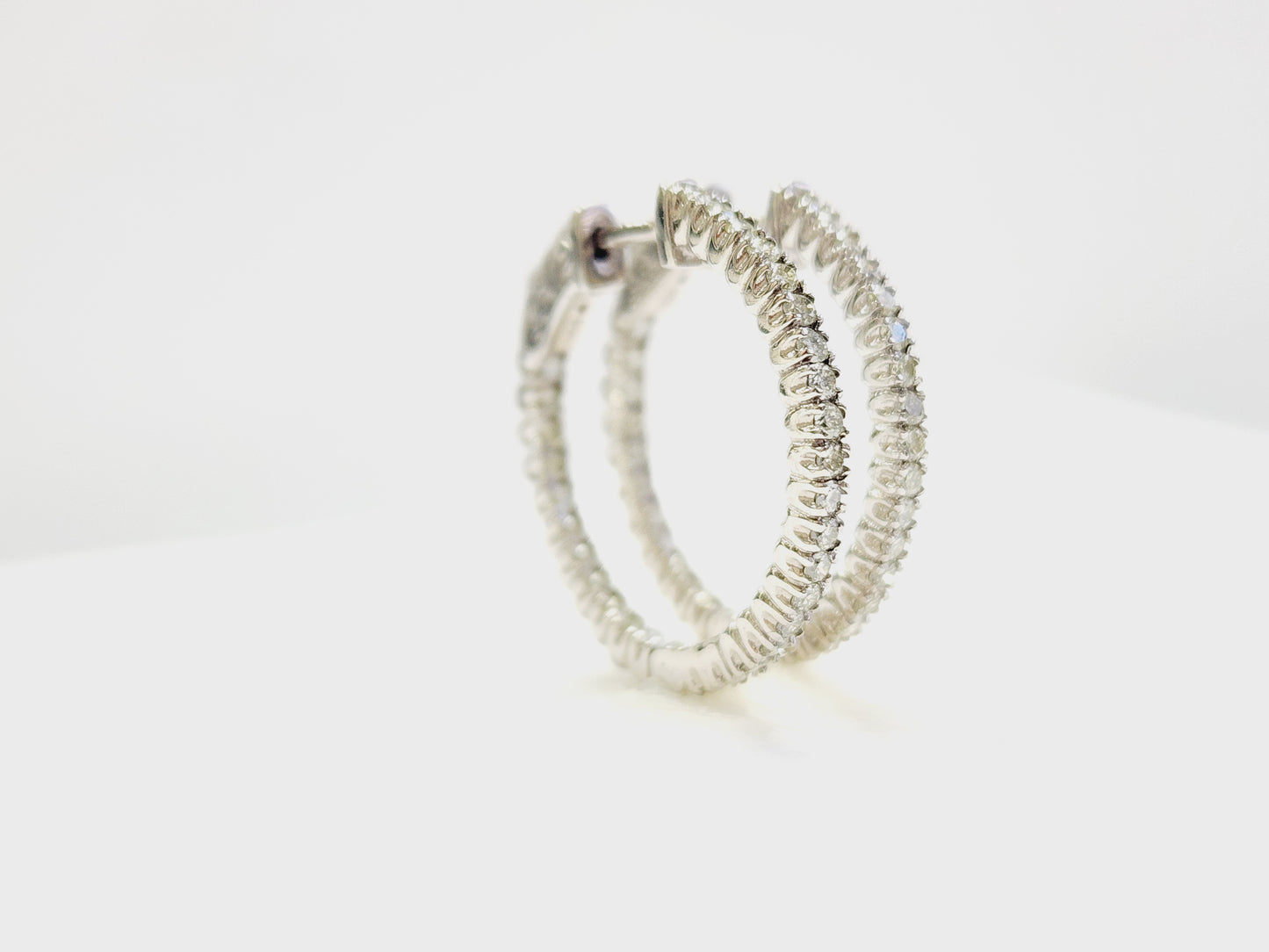 0.95 Carat Diamond Hoops Earrings 14 Karat White Gold