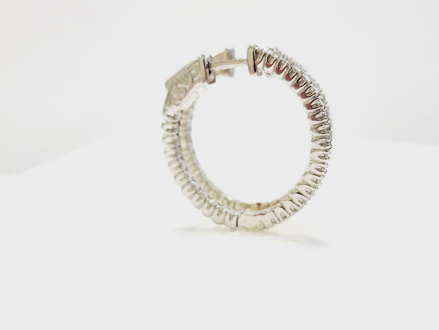 0.95 Carat Diamond Hoops Earrings 14 Karat White Gold