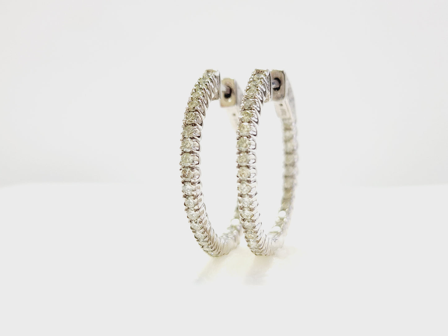 0.95 Carat Diamond Hoops Earrings 14 Karat White Gold
