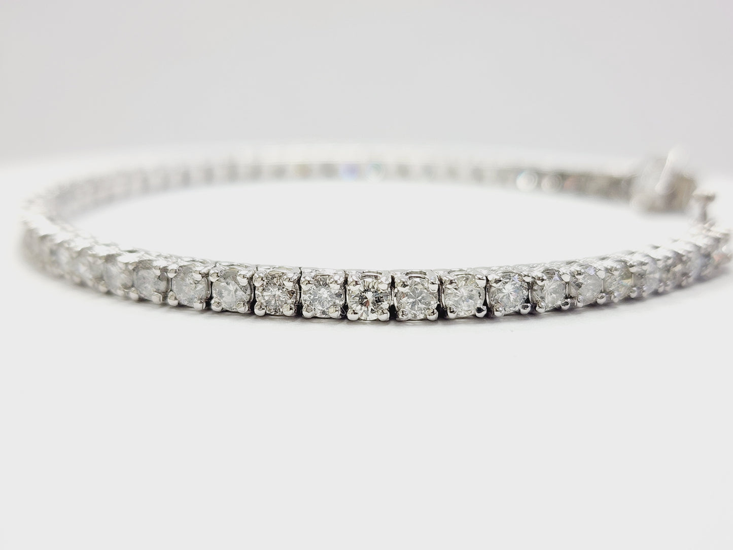 5.36 Carat Natural Diamond Tennis Bracelet 14 Karat White Gold