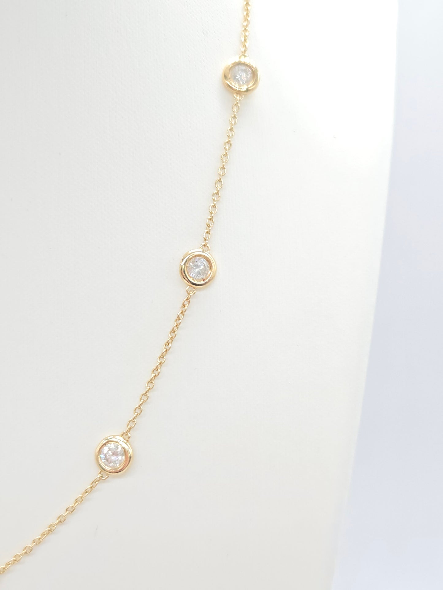 3.12 Carat Natural Diamond By The Yard Necklace 14 Karat Yellow Gold 16''