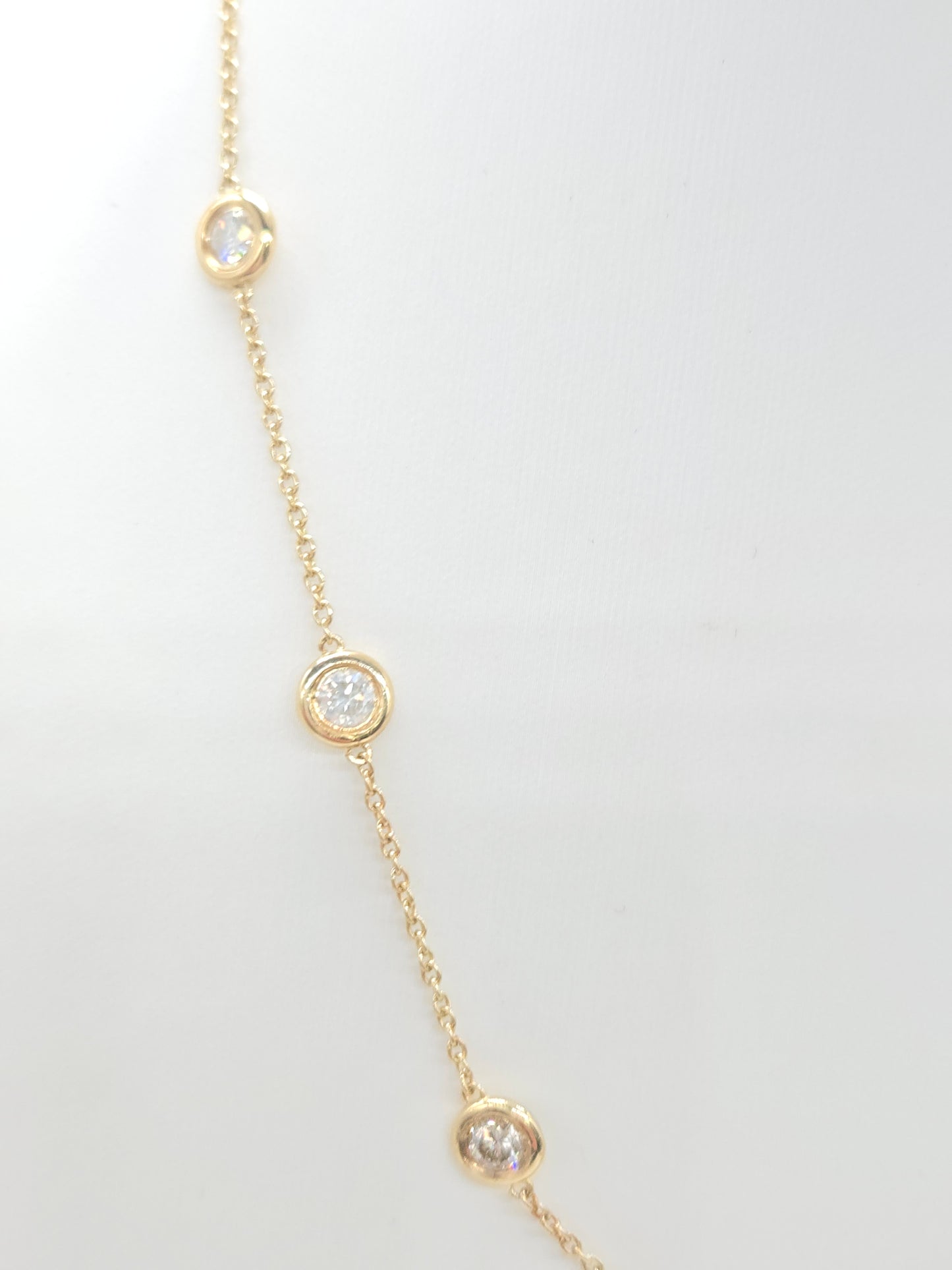 3.12 Carat Natural Diamond By The Yard Necklace 14 Karat Yellow Gold 16''