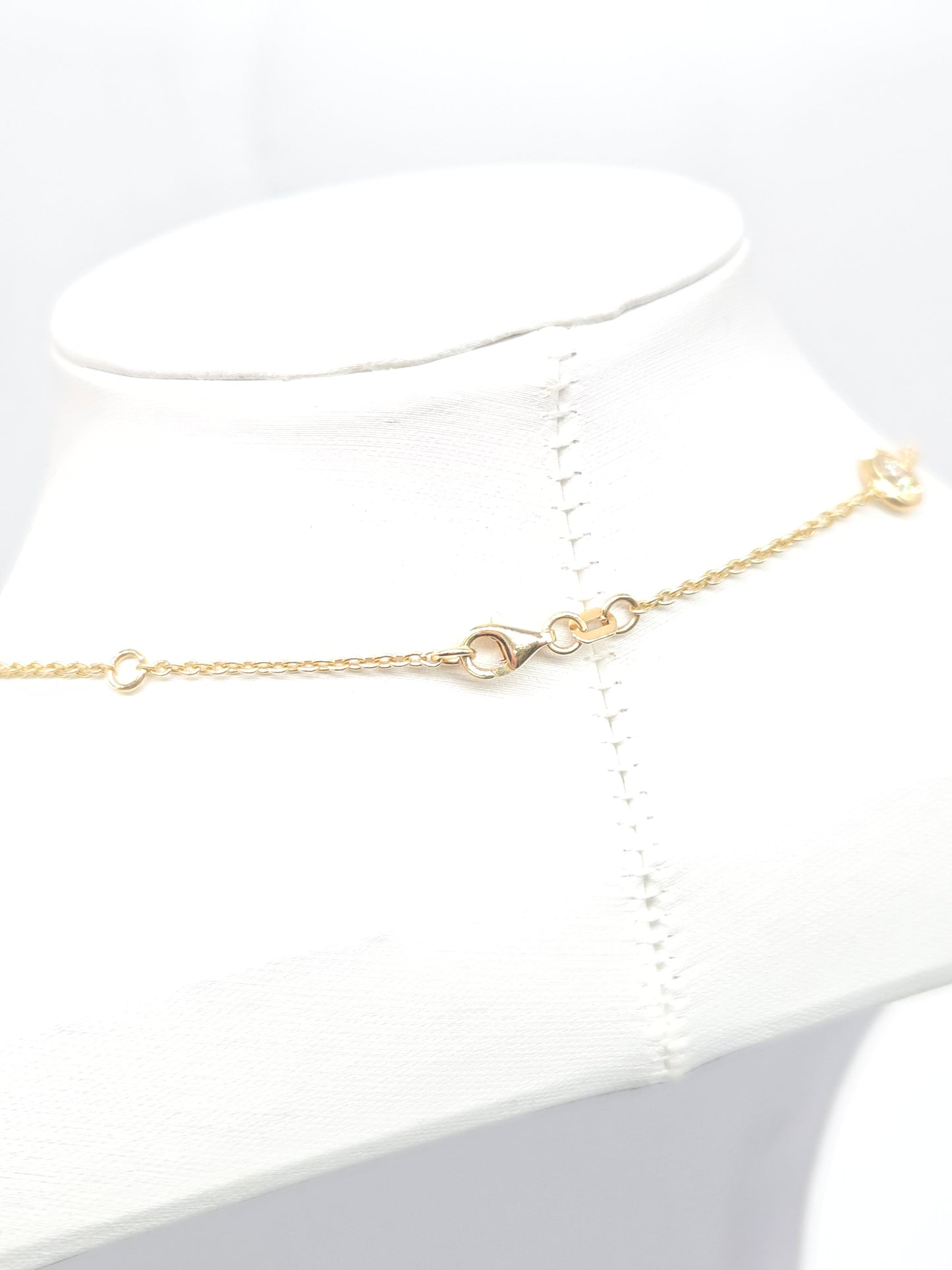3.12 Carat Natural Diamond By The Yard Necklace 14 Karat Yellow Gold 16''